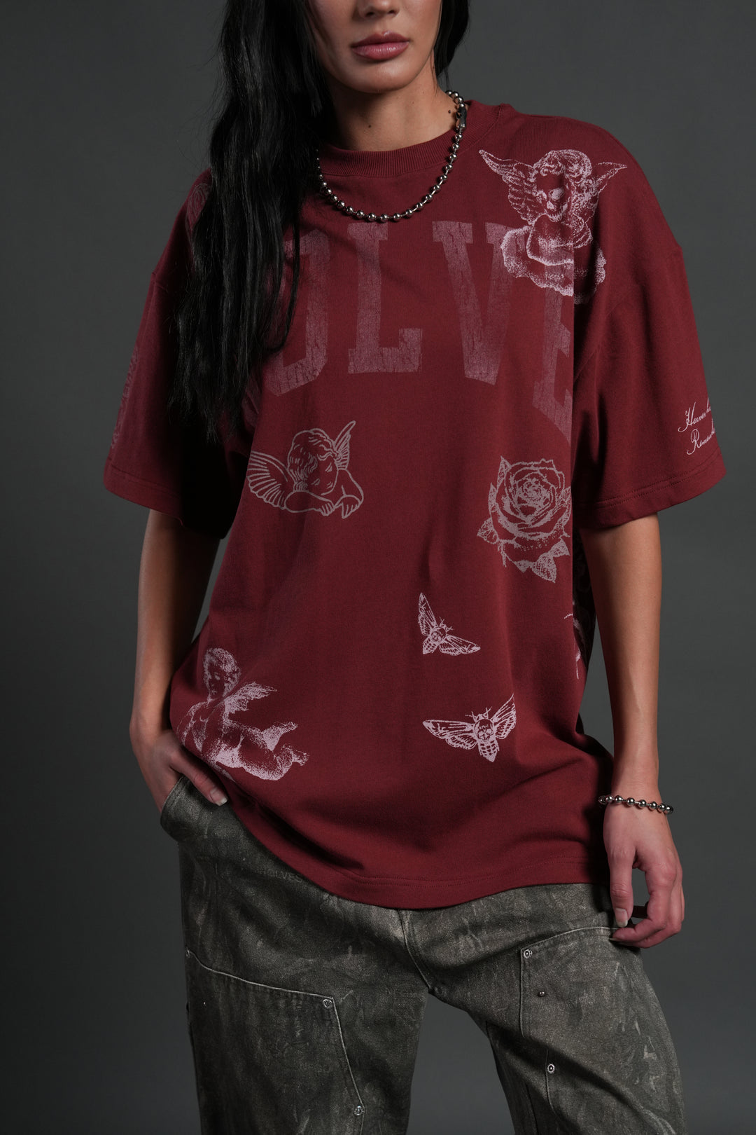 Fallen Cherub Unisex "Premium" Oversized Tee in Cherry Red