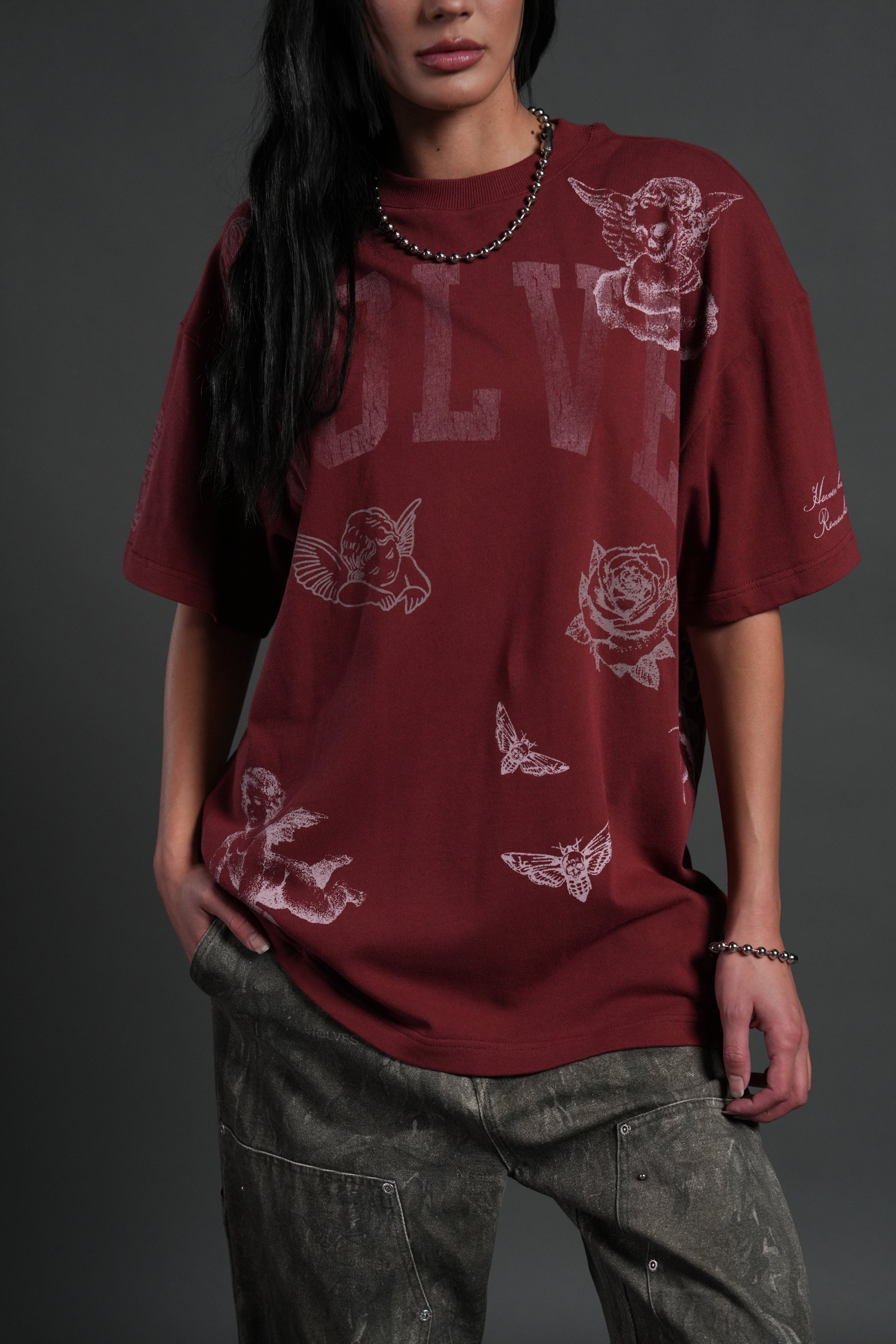 Fallen Cherub Unisex "Premium" Oversized Tee in Cherry Red