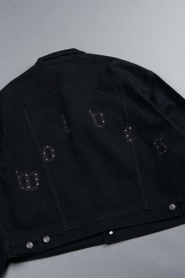 Nuestra Senora Cropped American Denim Jacket In Black