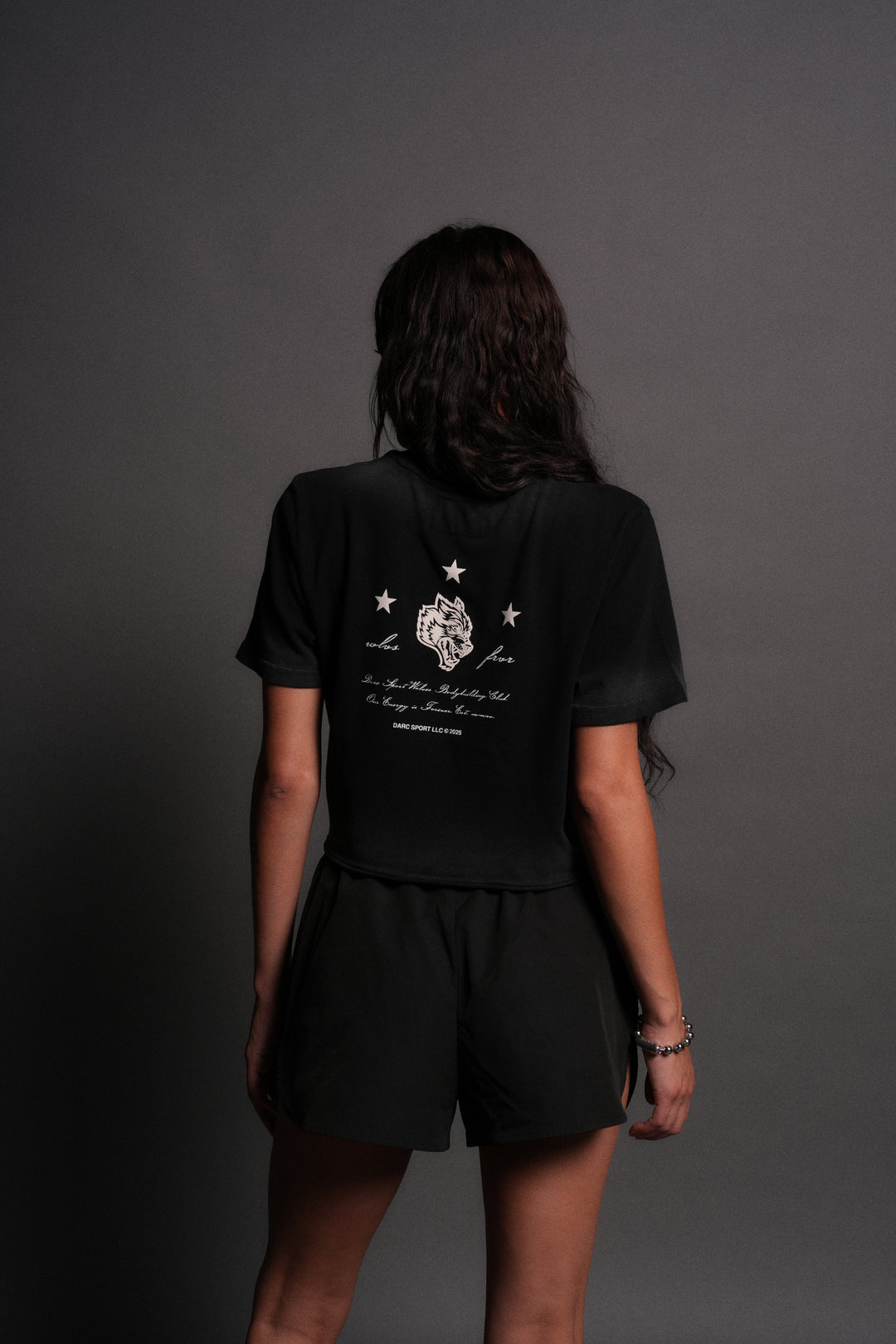 She's a Star "Premium" Oversized Cropped Tee in Black Drift Wash