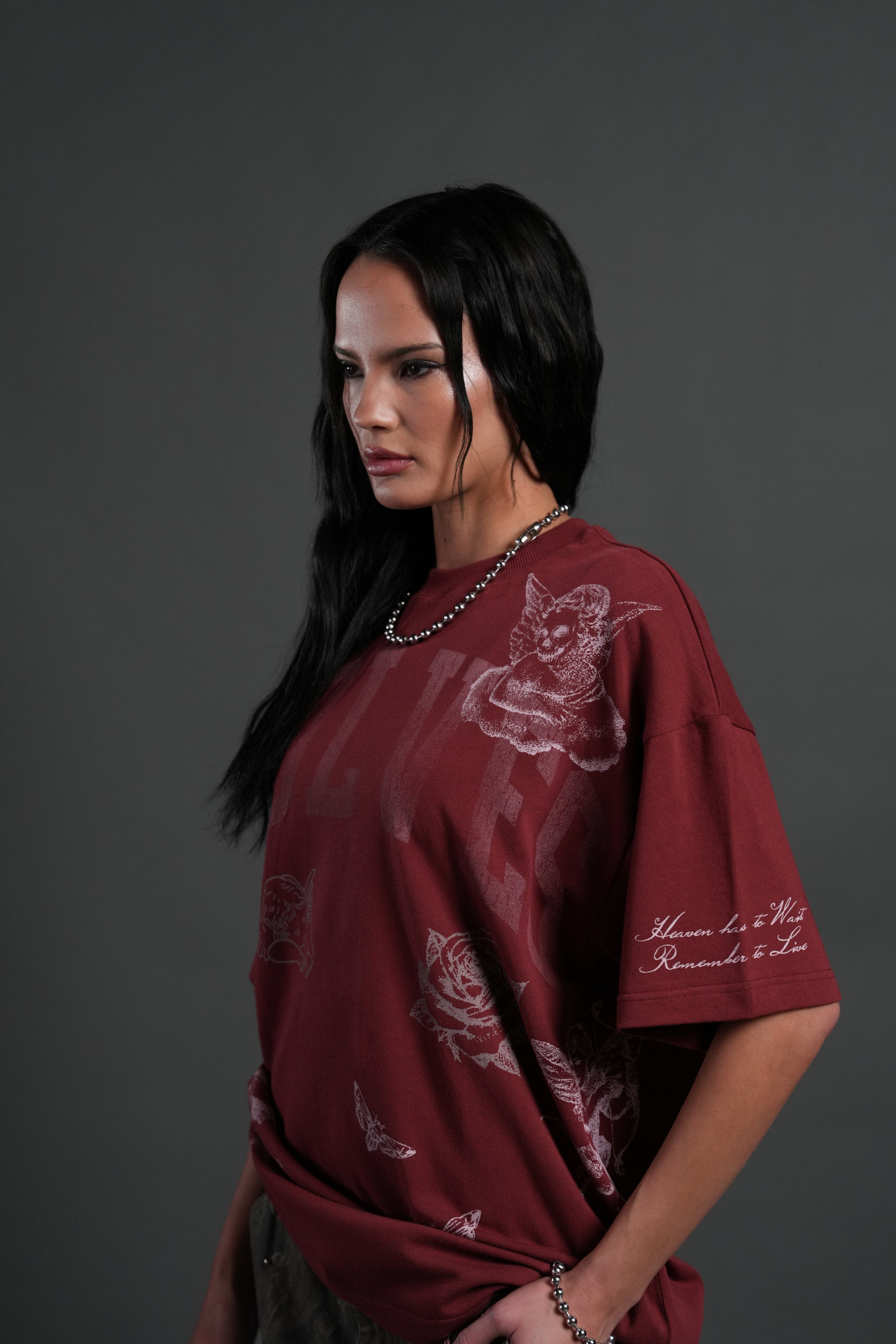 Fallen Cherub Unisex "Premium" Oversized Tee in Cherry Red