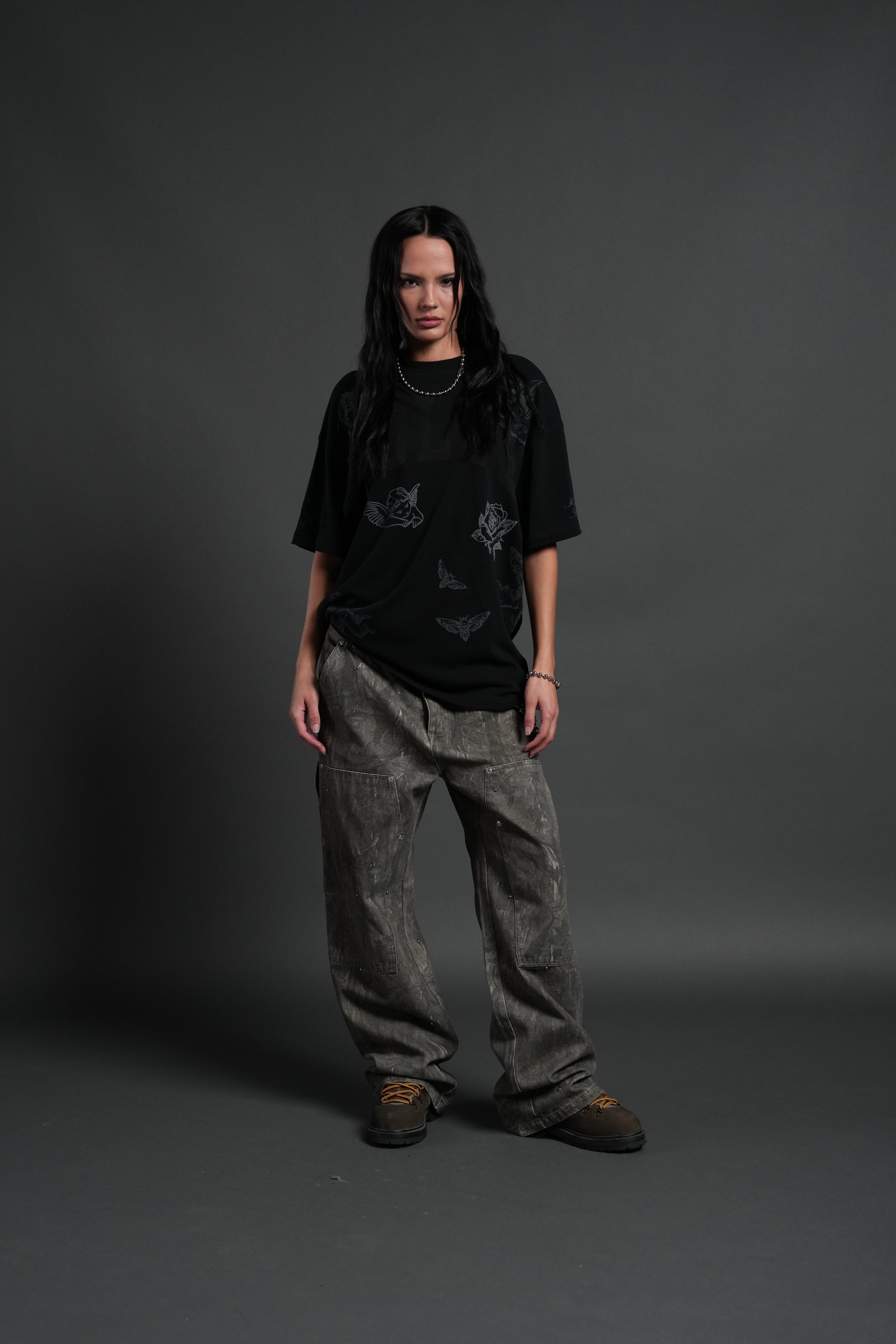 Fallen Cherub Unisex "Premium" Oversized Tee in Black