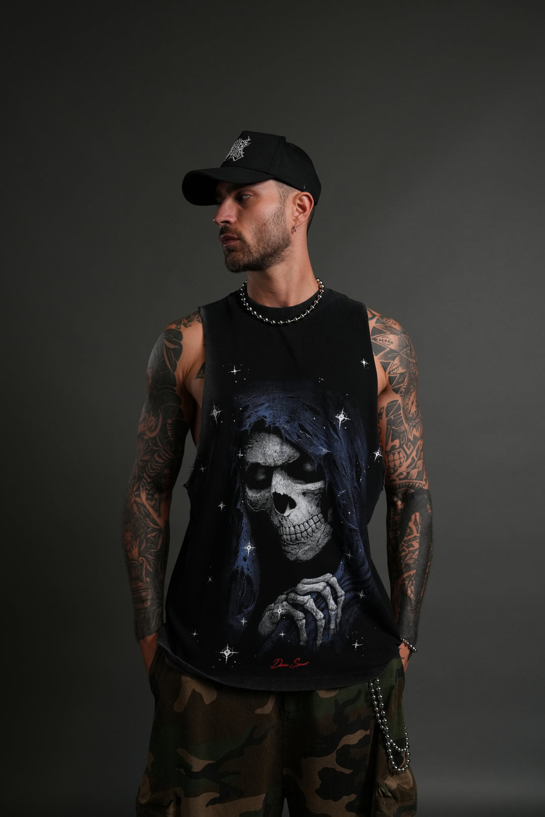 Grim Future "Tommy" Muscle Tee in Black