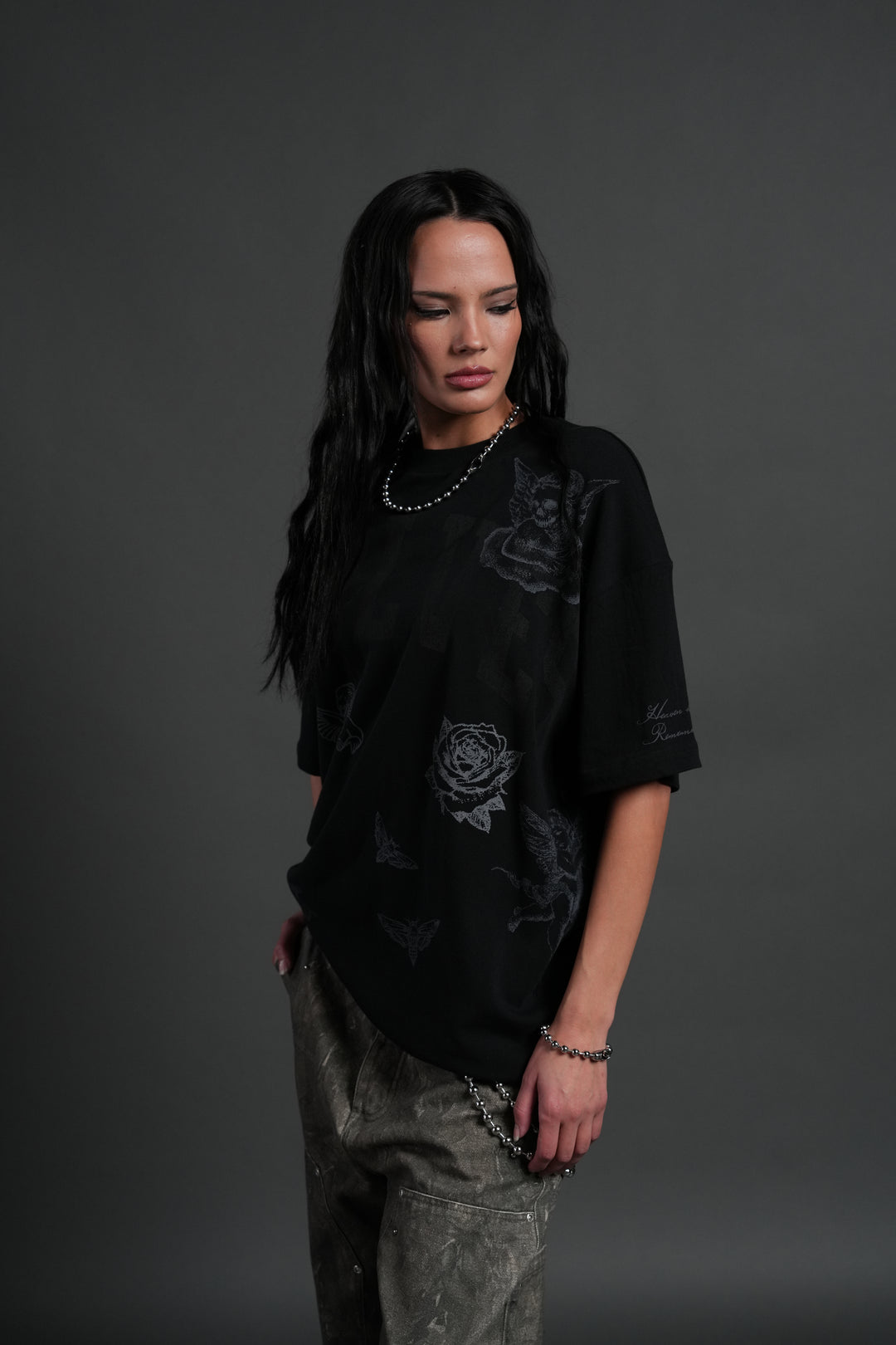 Fallen Cherub Unisex "Premium" Oversized Tee in Black