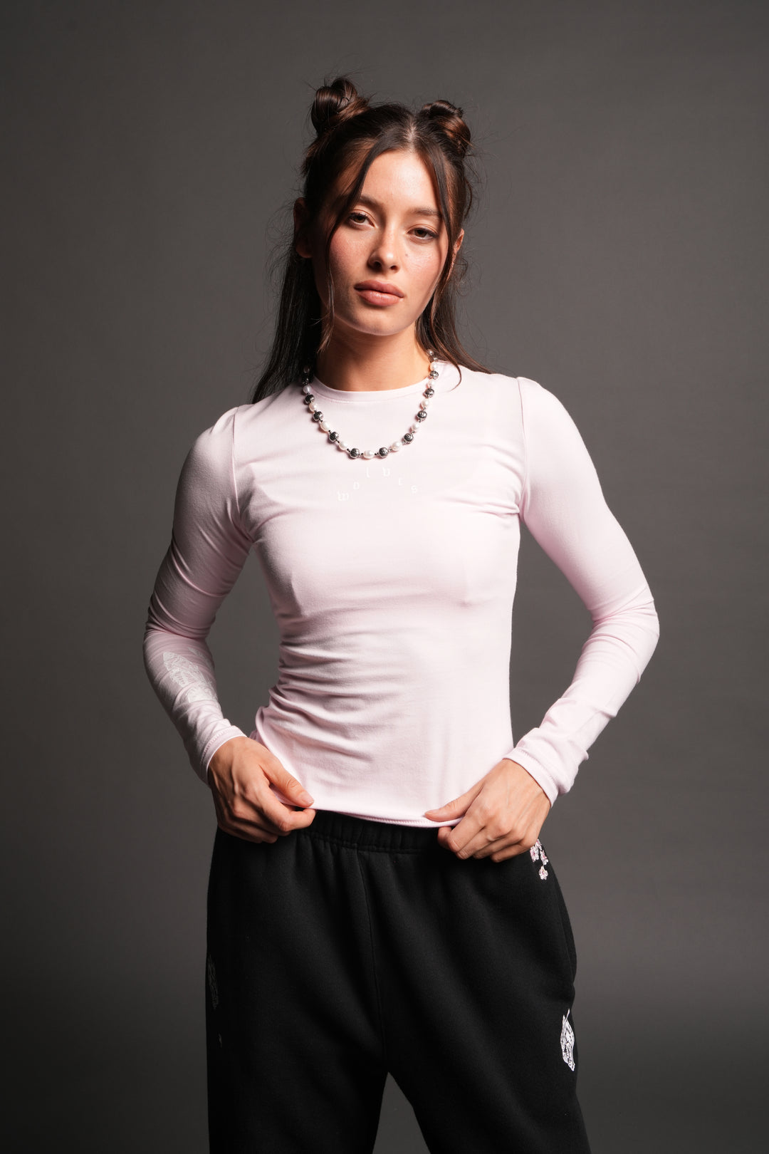 Moth Pyramid Eden Ls Tee In Blush Pink