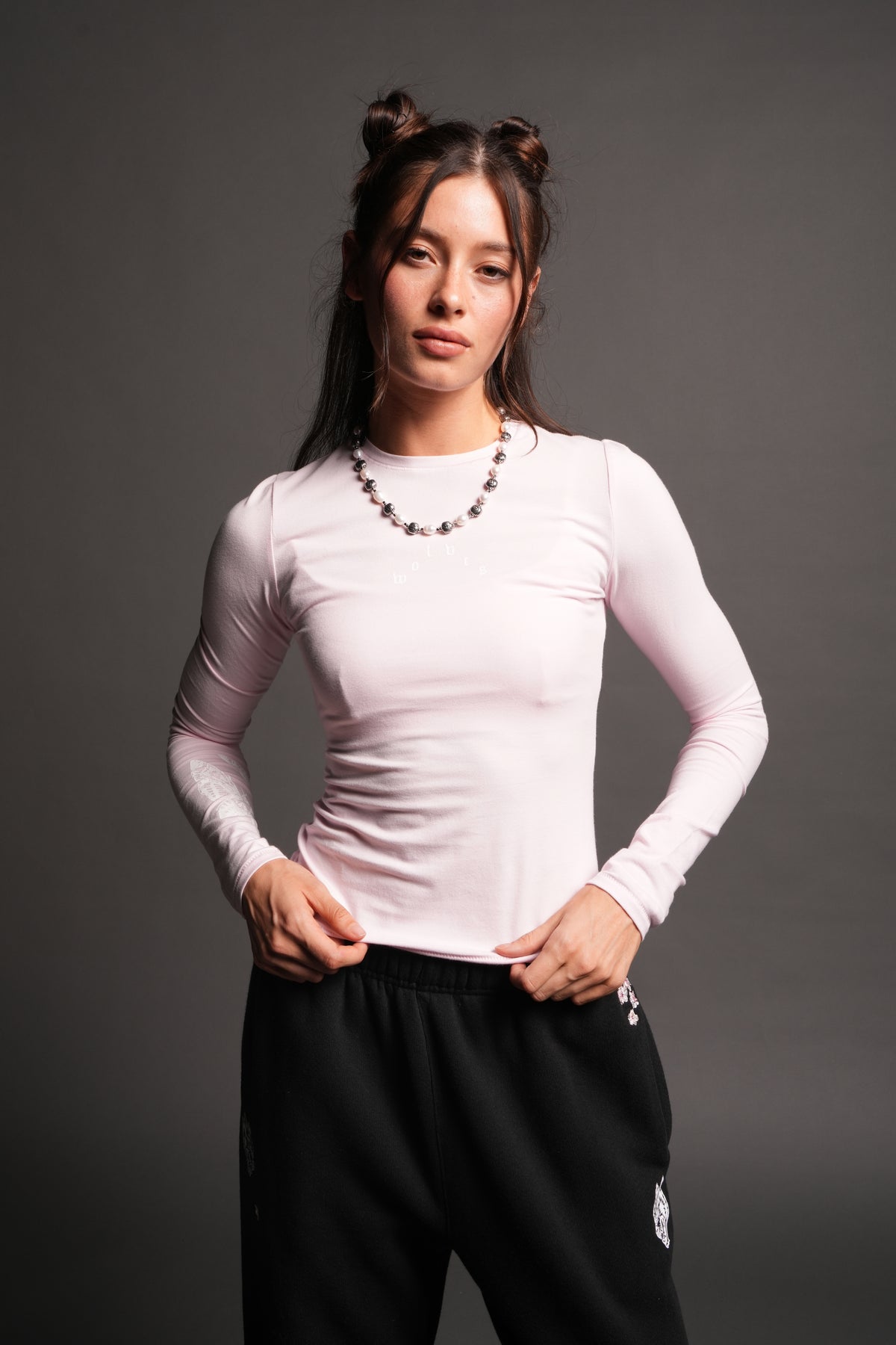 Moth Pyramid Eden Ls Tee In Blush Pink
