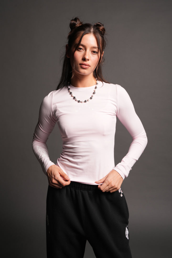 Moth Pyramid Eden Ls Tee In Blush Pink