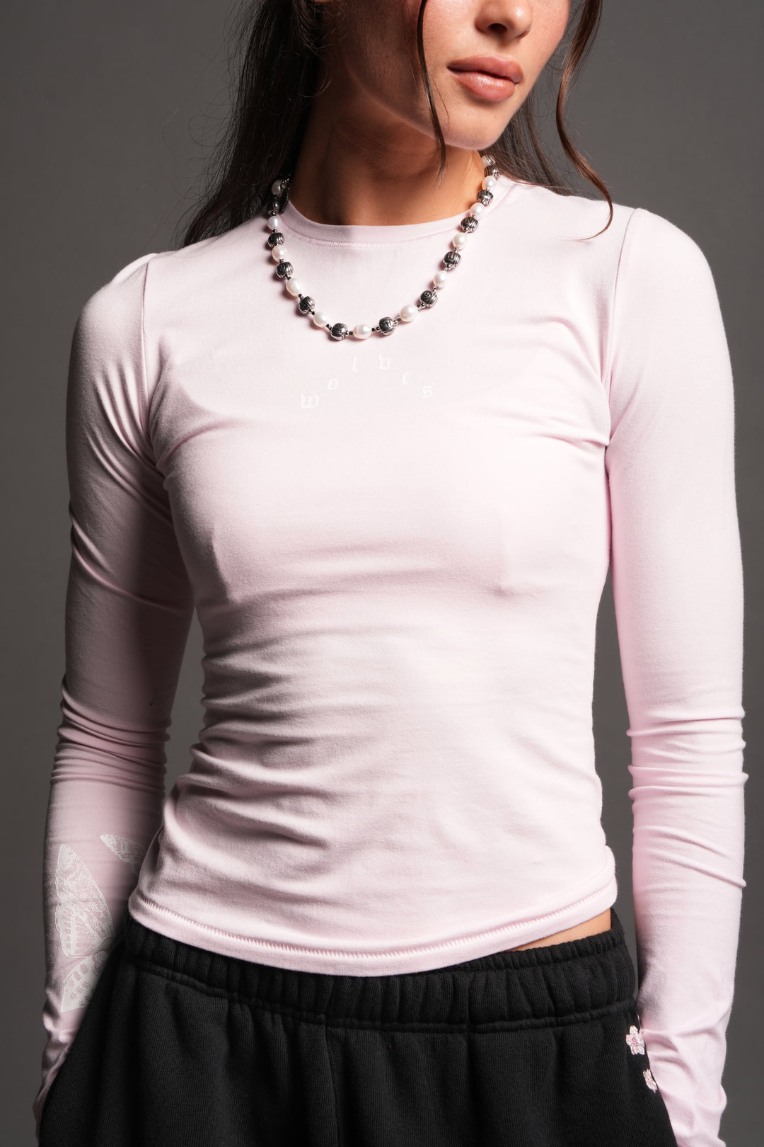 Moth Pyramid Eden Ls Tee In Blush Pink