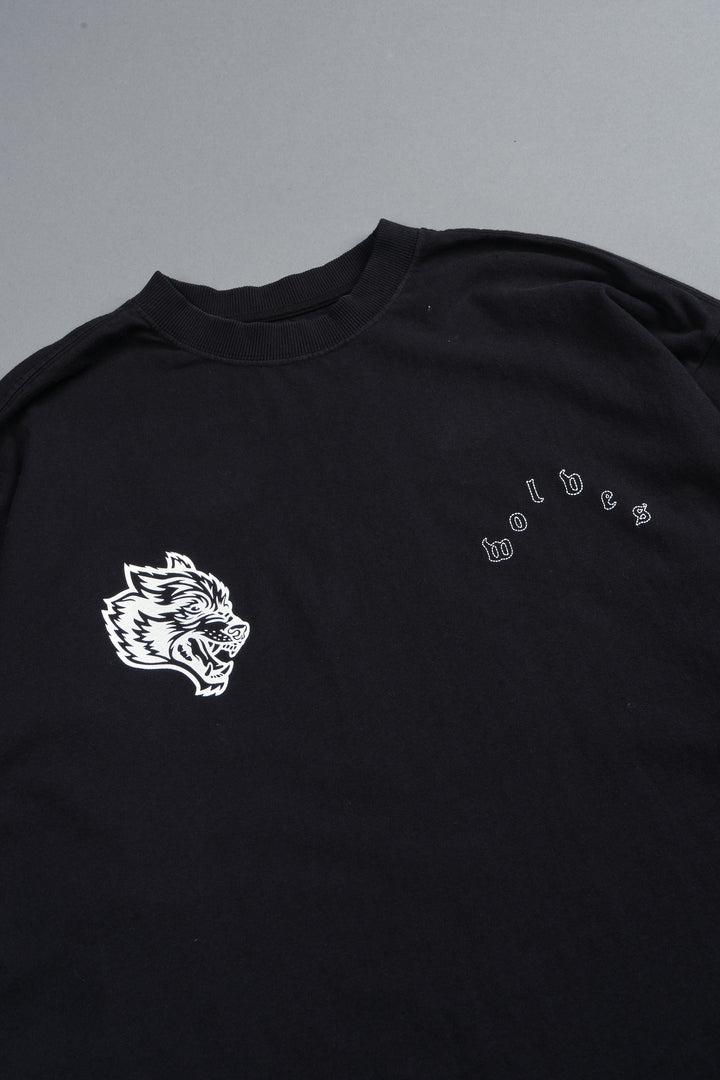 Hand That Holds Grunge Mid Length Raw Hem Ls Tee In Black