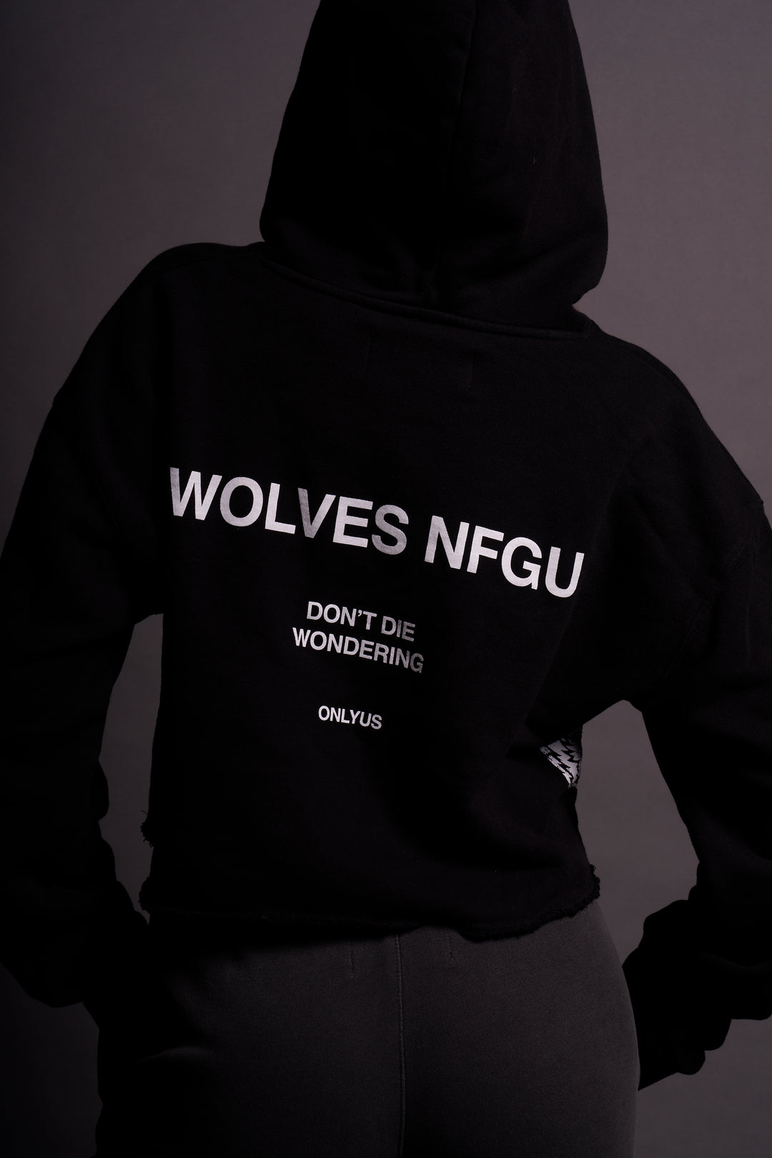 It's Time "Wyoming" (Cropped) Hoodie in Black