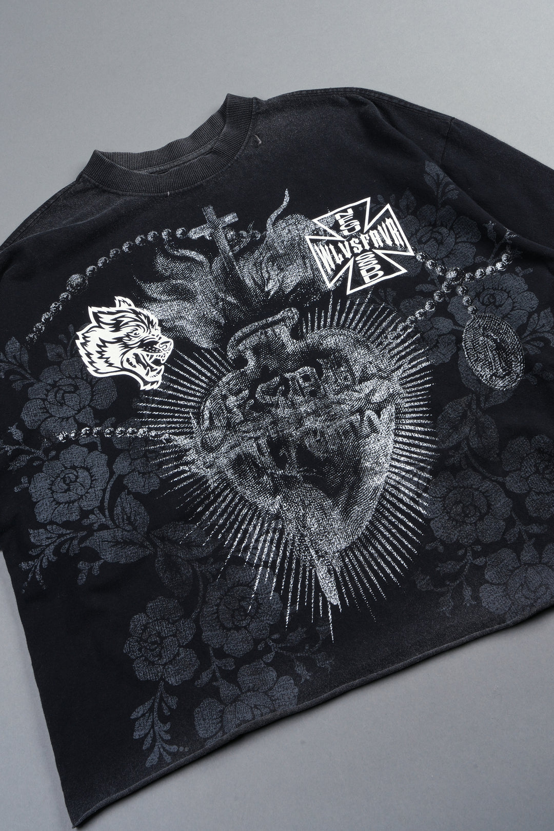El Rosario Grunge Raw Hem Box Cut Tee In Black