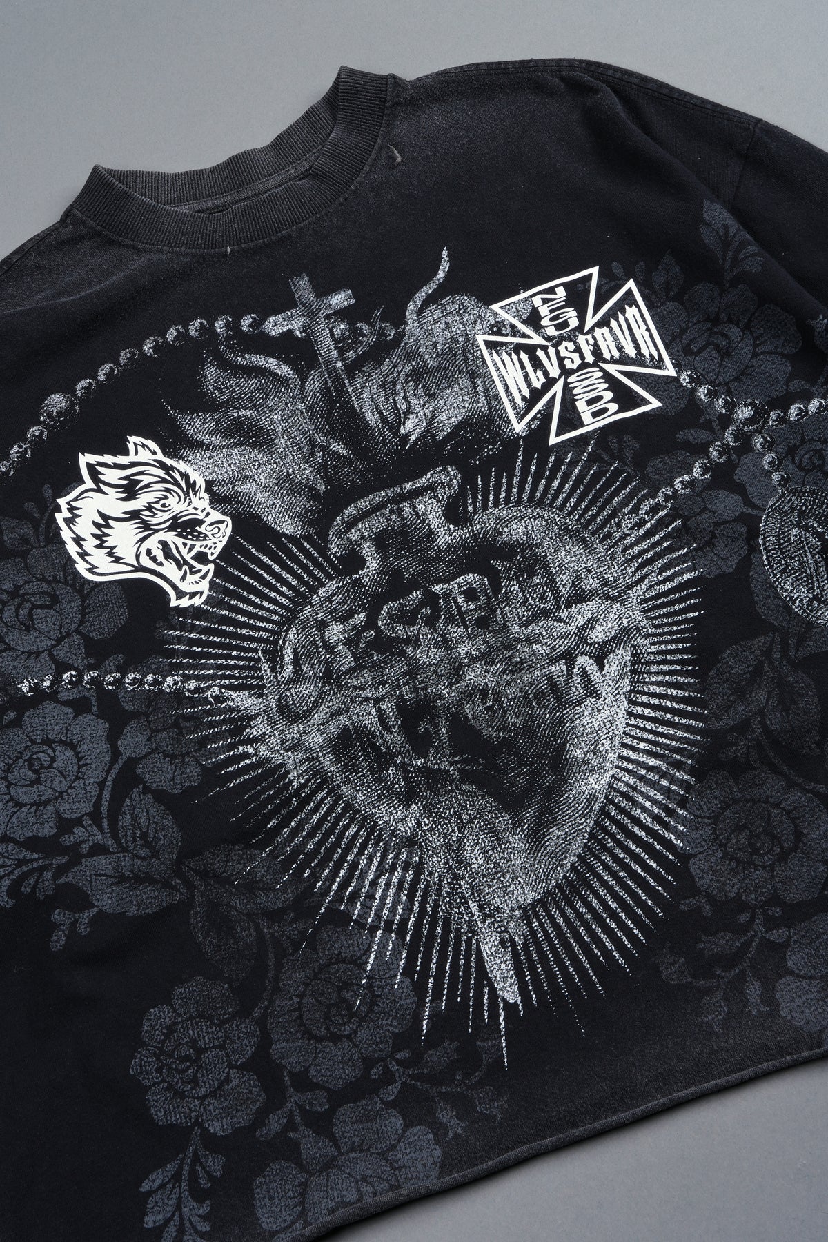El Rosario Grunge Raw Hem Box Cut Tee In Black