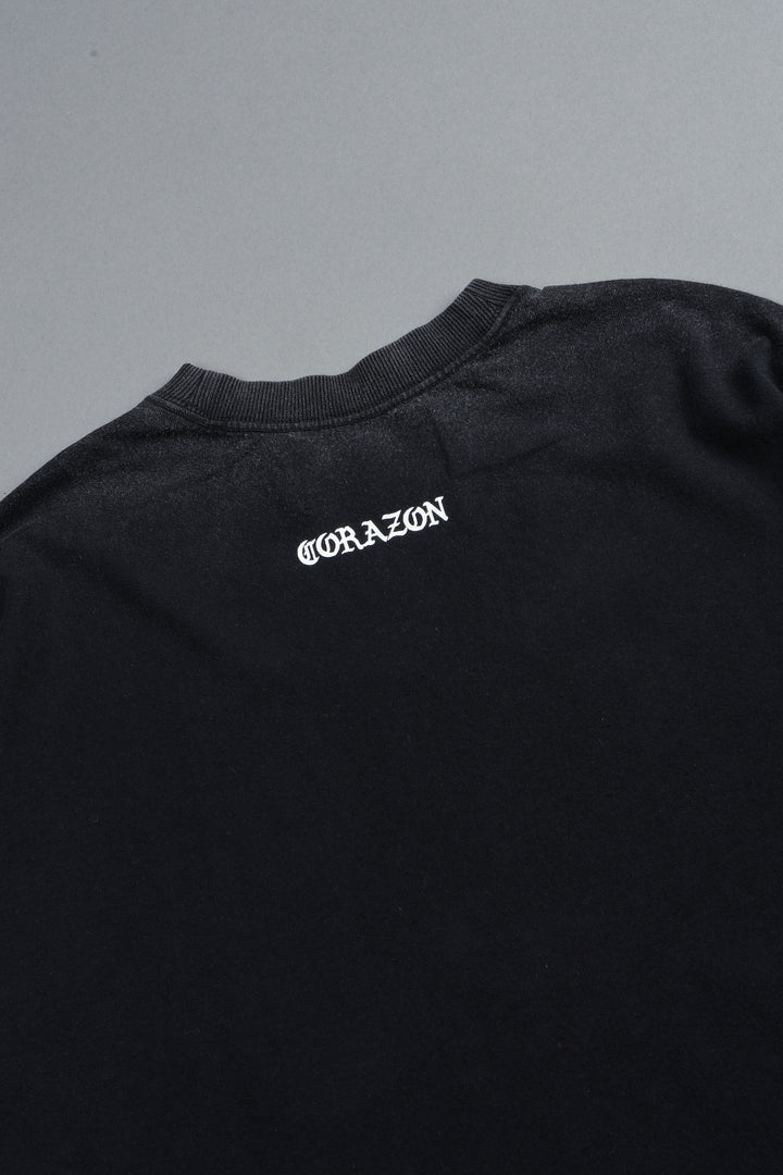 El Rosario Grunge Raw Hem Box Cut Tee In Black