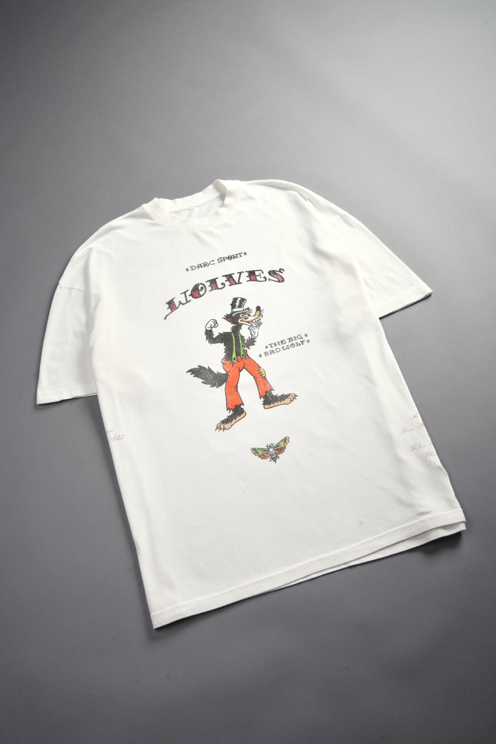 Big Bad Wolf Energy Side-By-Side Series Premium Oversized Tee in Cream