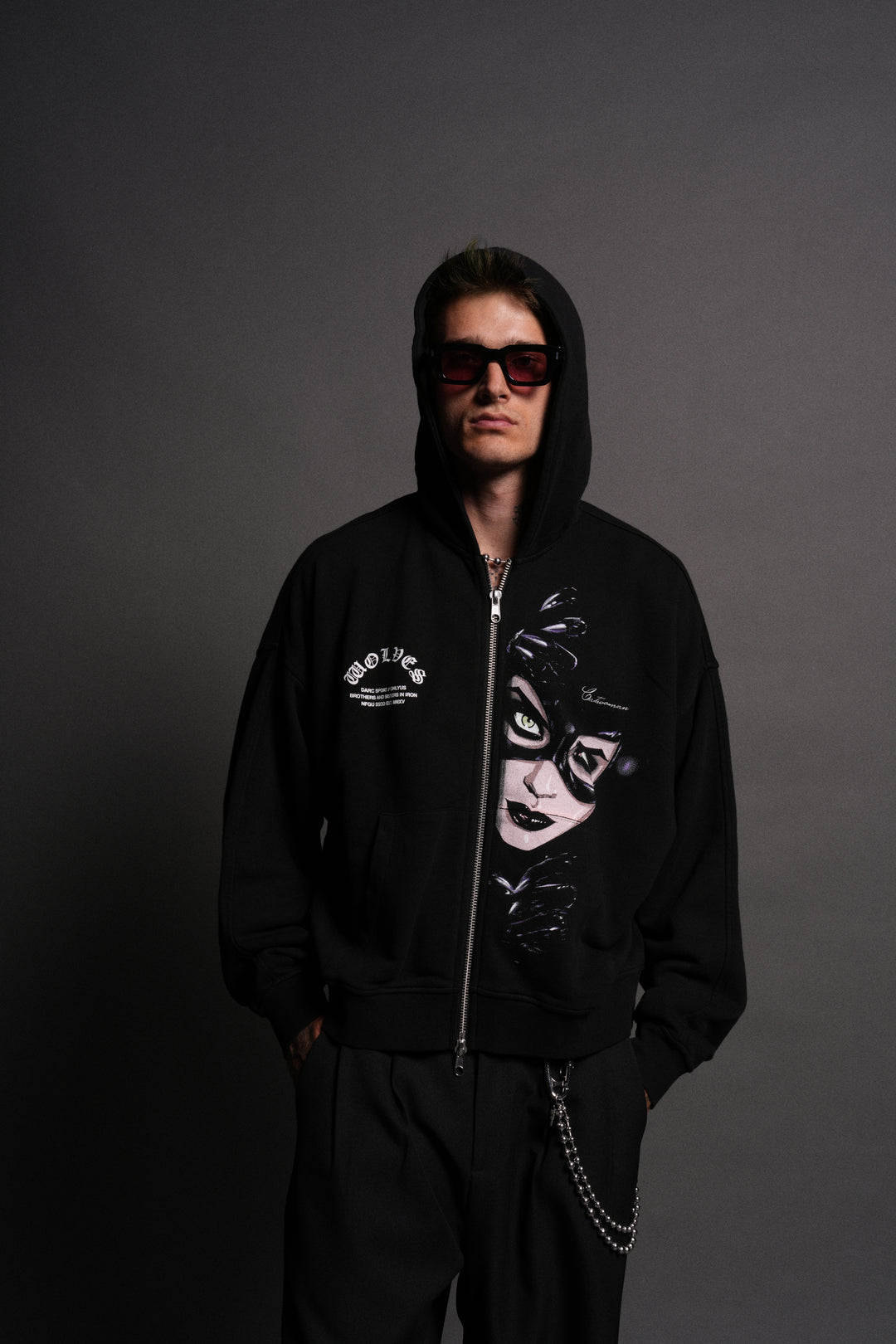 Selina Darco Double Zip Hoodie in Black