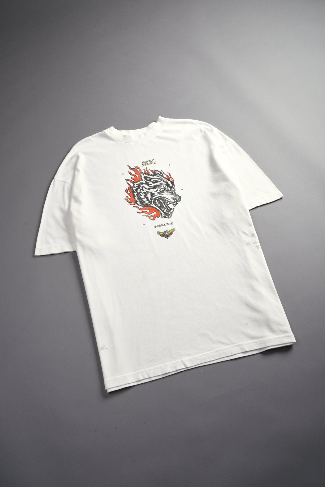 Wolf On Fire Energy Side-By-Side Series Premium Oversized Tee in Cream