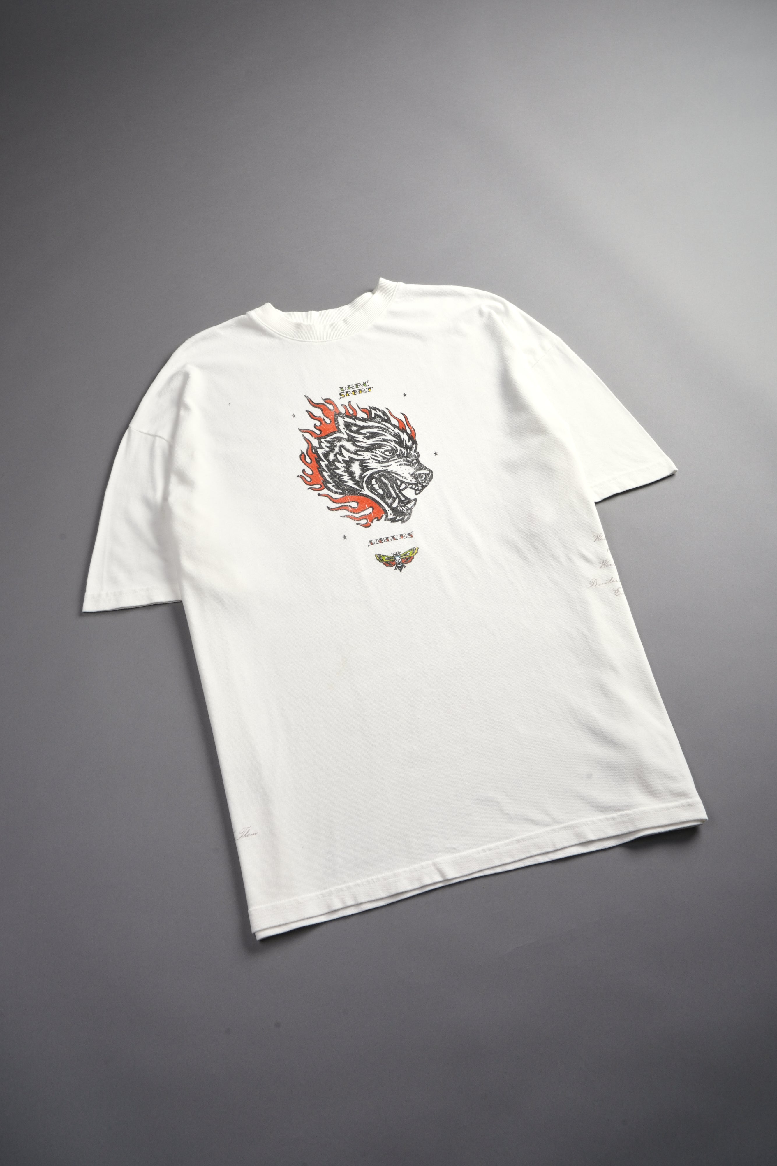 Wolf On Fire Energy Side-By-Side Series Premium Oversized Tee in Cream