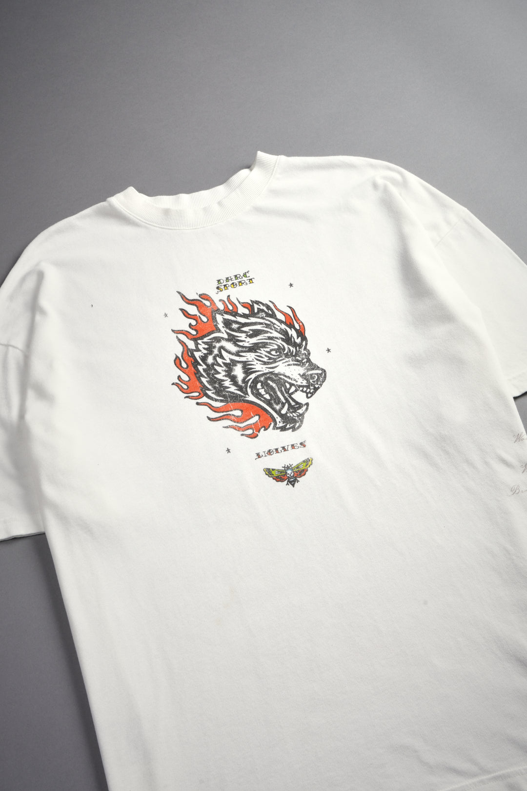 Wolf On Fire Energy Side-By-Side Series Premium Oversized Tee in Cream