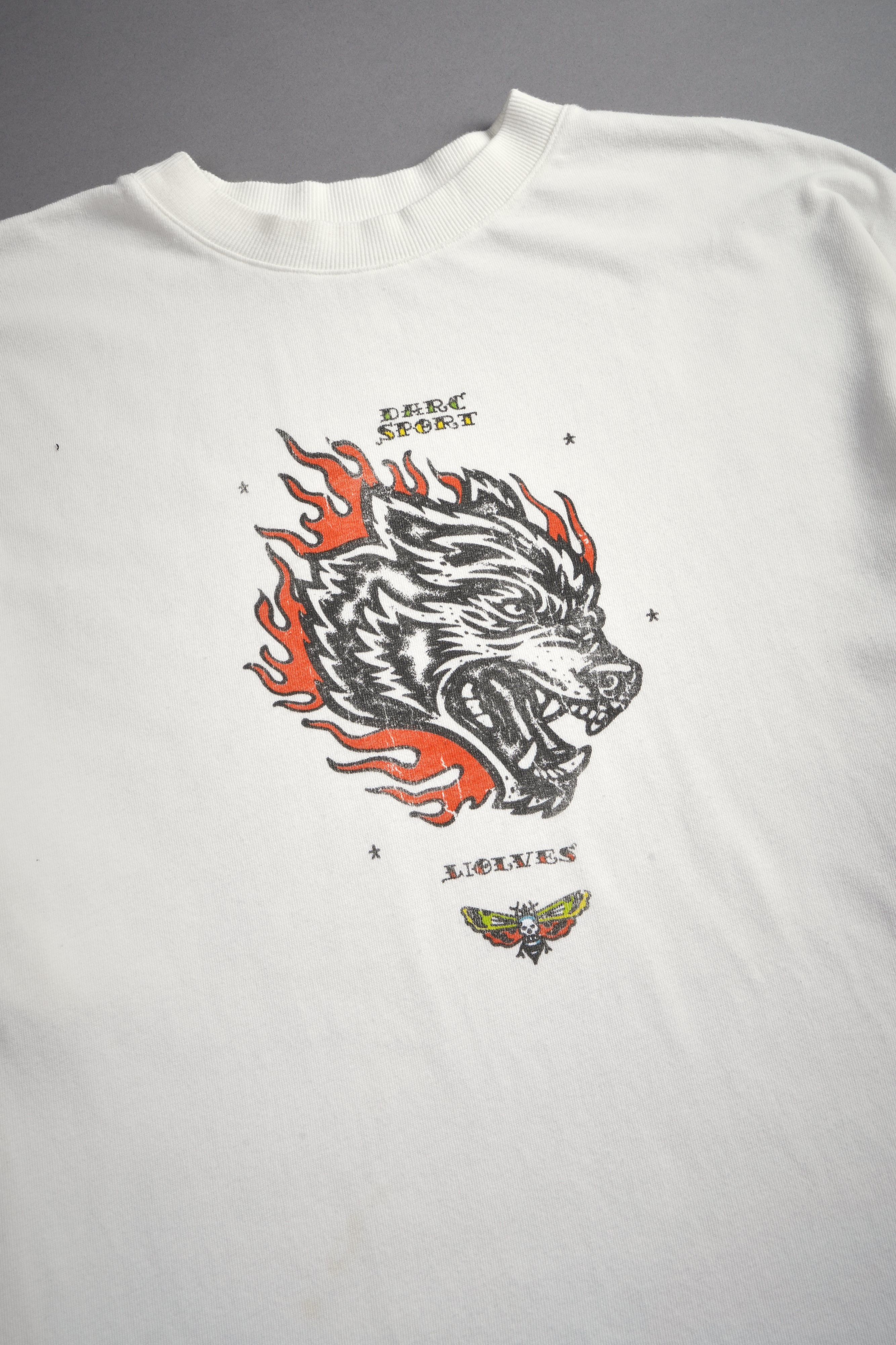 Wolf On Fire Energy Side-By-Side Series Premium Oversized Tee in Cream