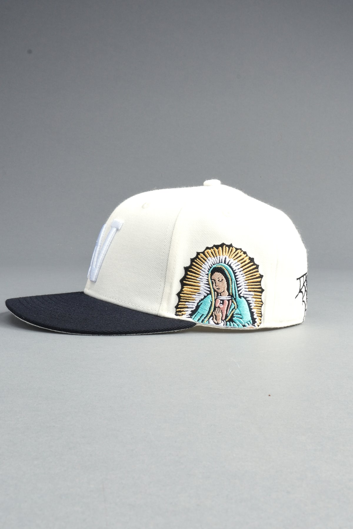 Nuestra Senora Fitted Cap In Cream/Black