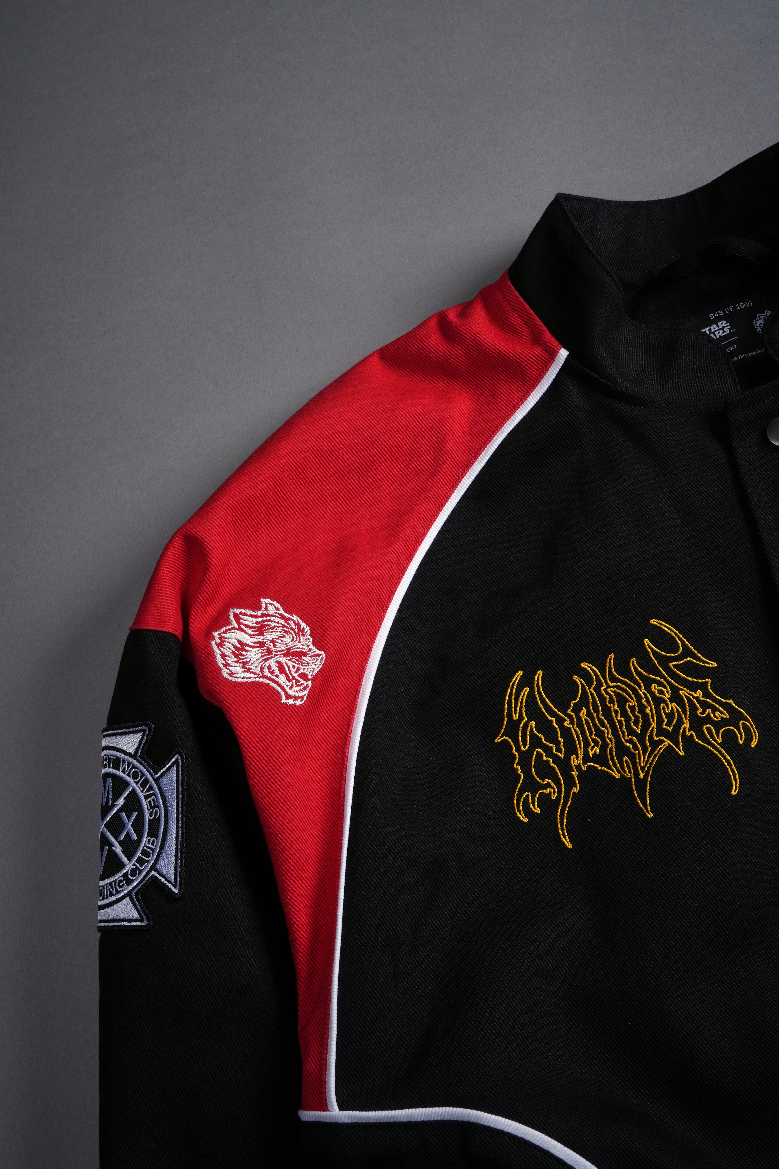 You Underestimate My Power Grit Road Racing Jacket in Black/Red