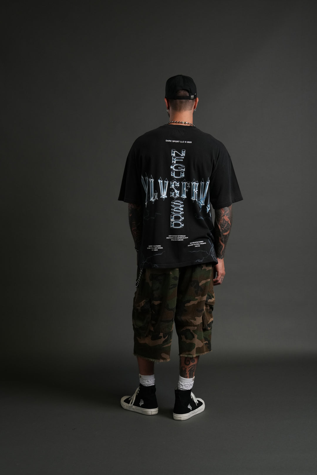 Iron Code "Side By Side" Series Premium Oversized Tee in Charcoal Drift Wash