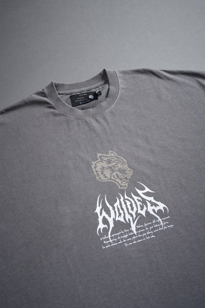 Shadow Shaman Grunge Cut-Off Tee in Dove Gray