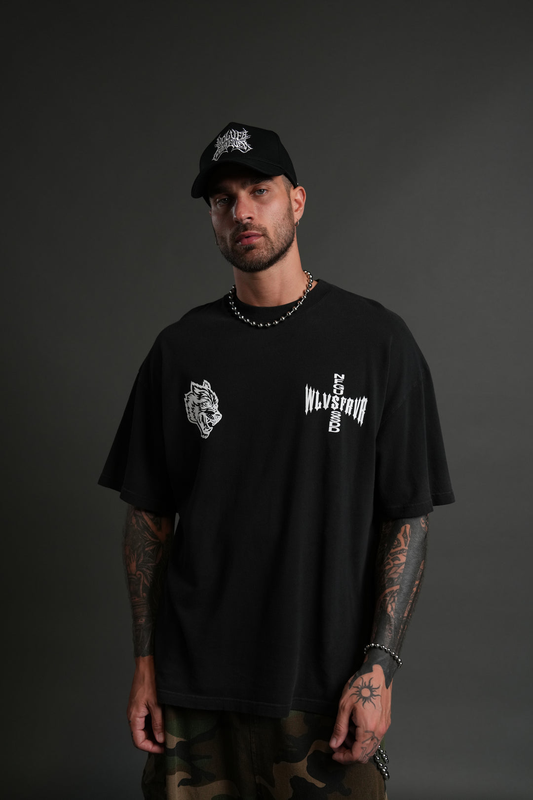 Iron Code "Side By Side" Series Premium Oversized Tee in Charcoal Drift Wash