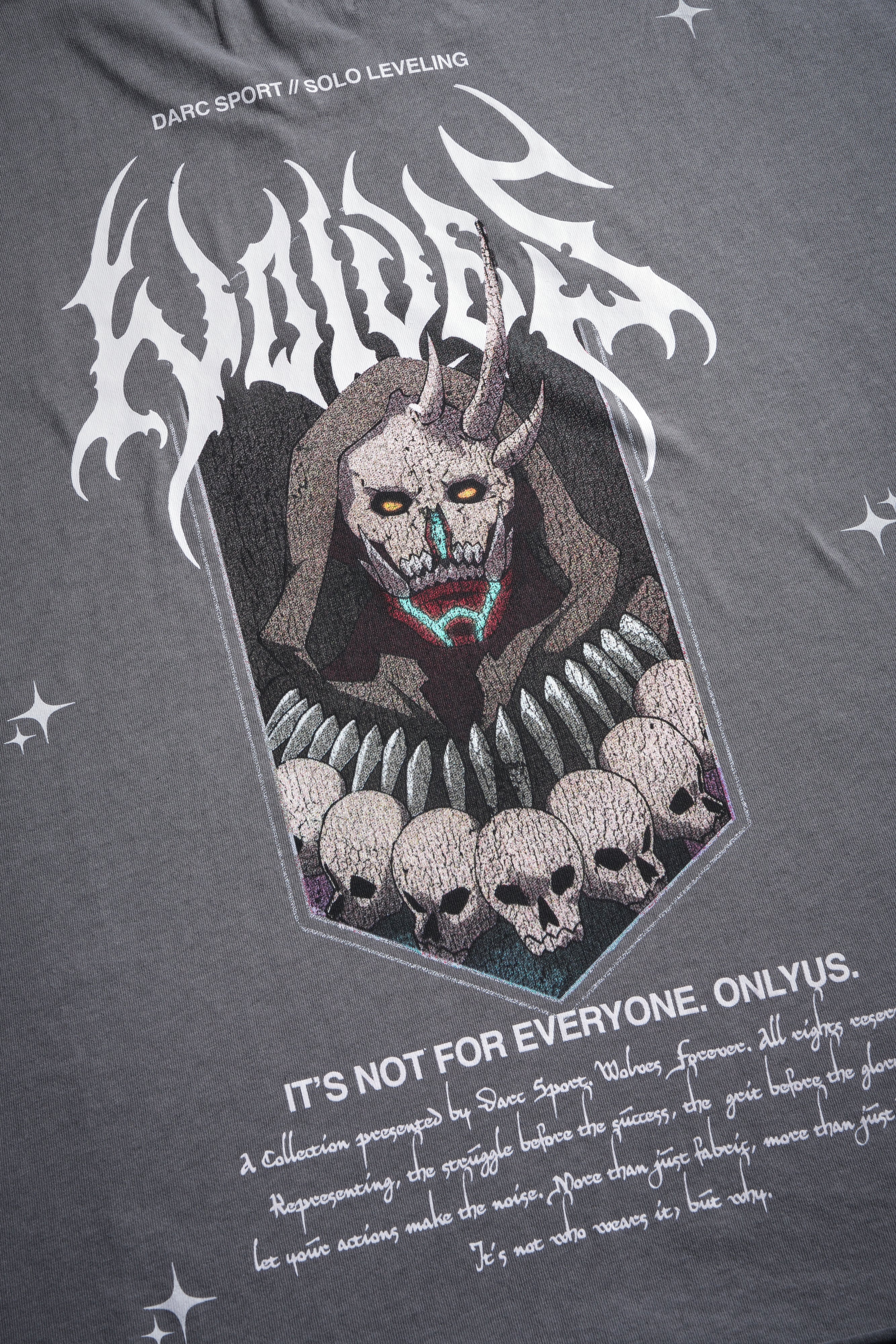 Shadow Shaman Grunge Cut-Off Tee in Dove Gray