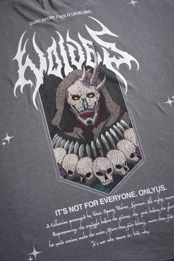 Shadow Shaman Grunge Cut-Off Tee in Dove Gray