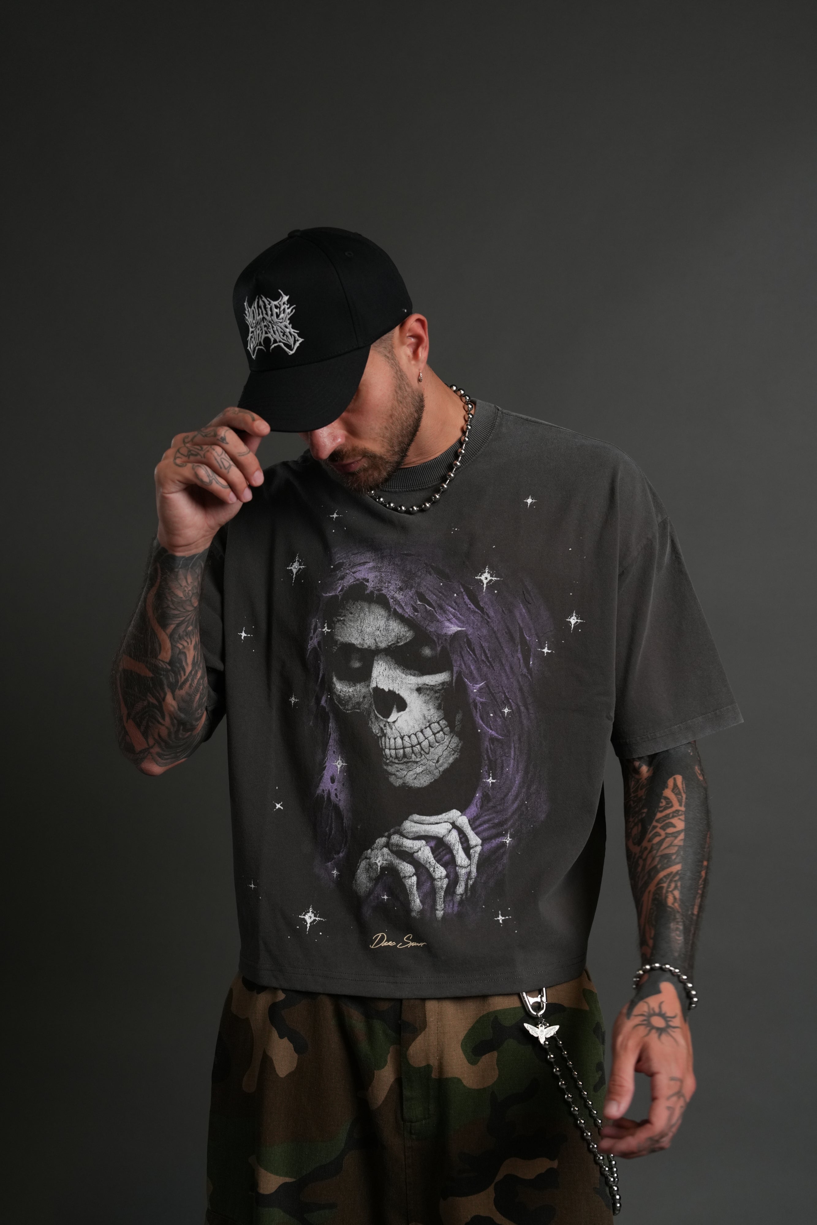 Grim Future Grunge "Box Cut" Tee in Wolf Gray