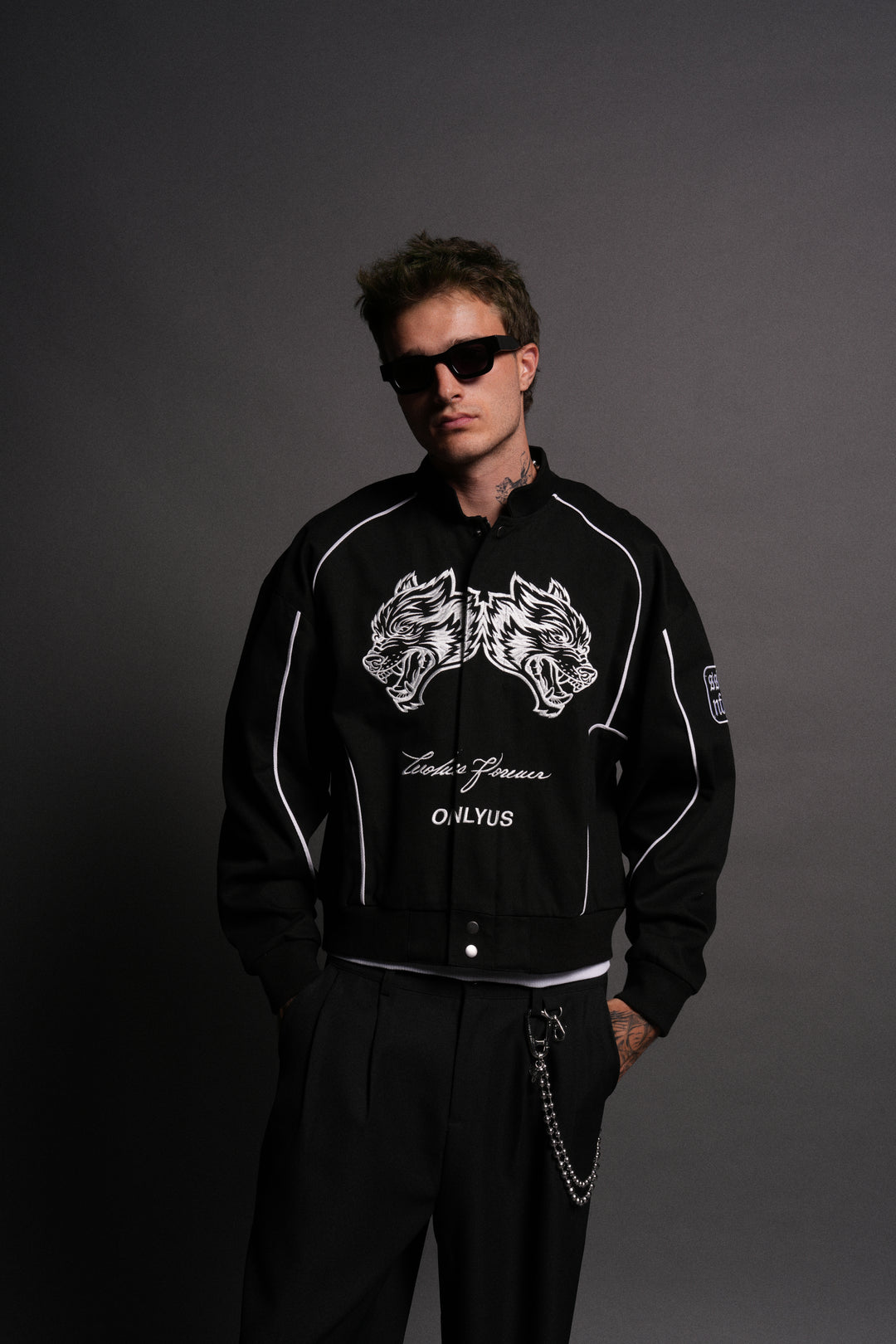 IYKYK Grit Road Racing Jacket in Black/White