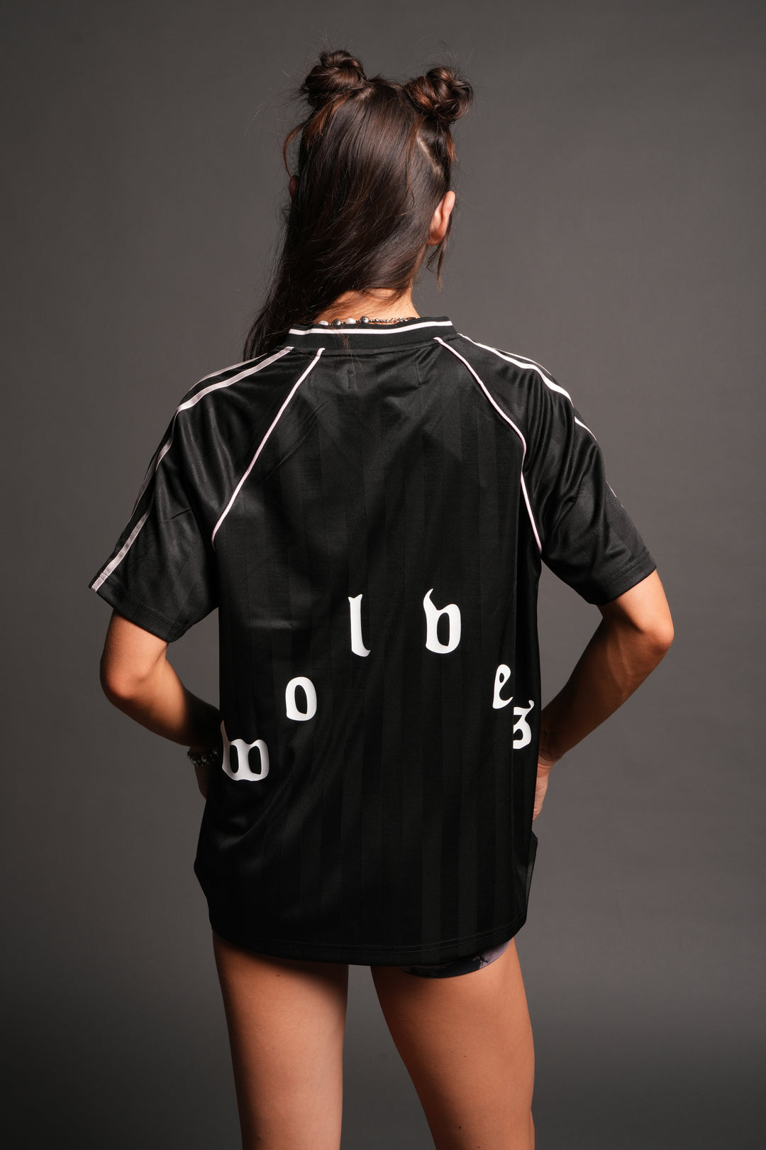 Sakura Forever She Oversized Soccer Jersey in Black