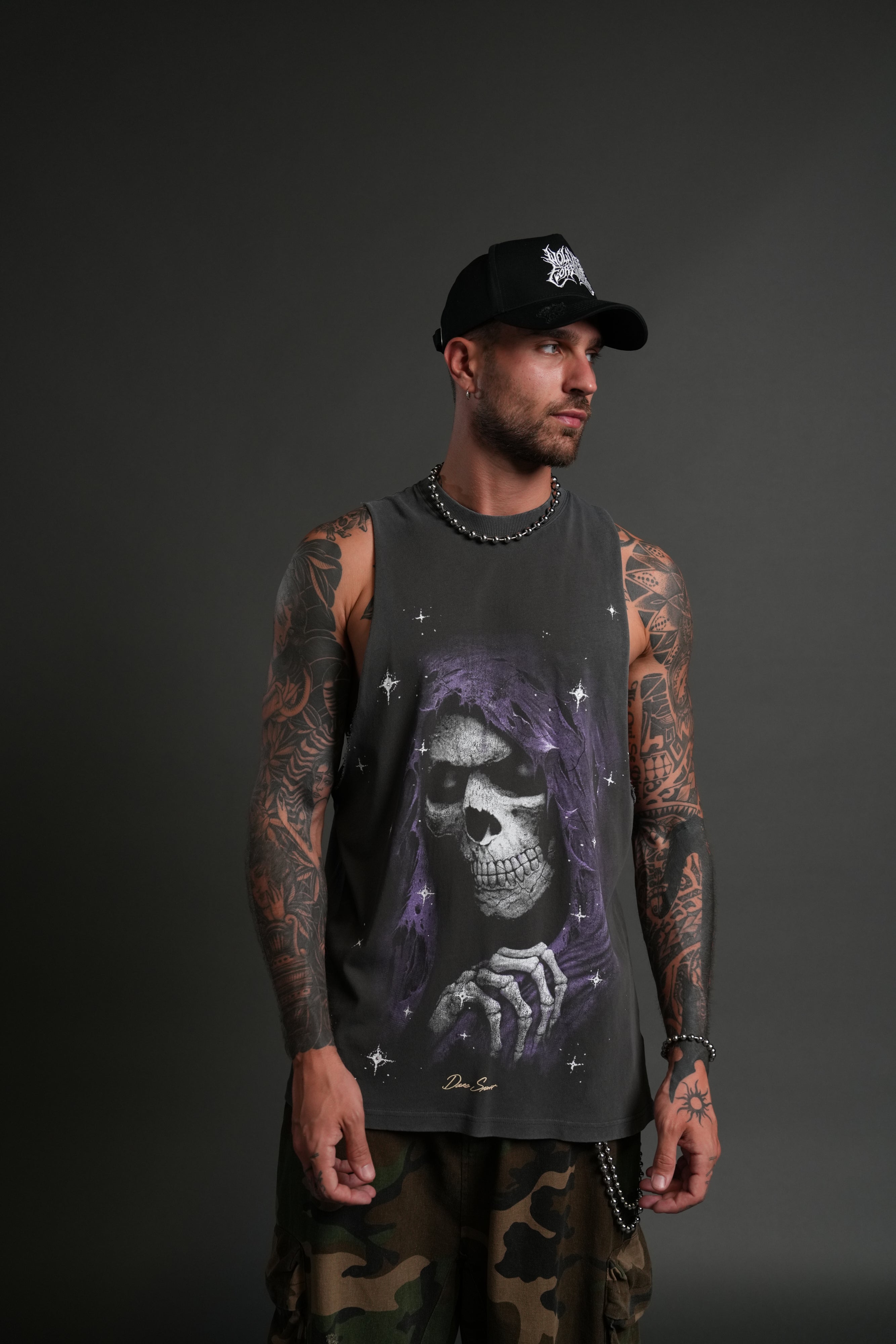 Grim Future "Tommy" Muscle Tee in Wolf Gray