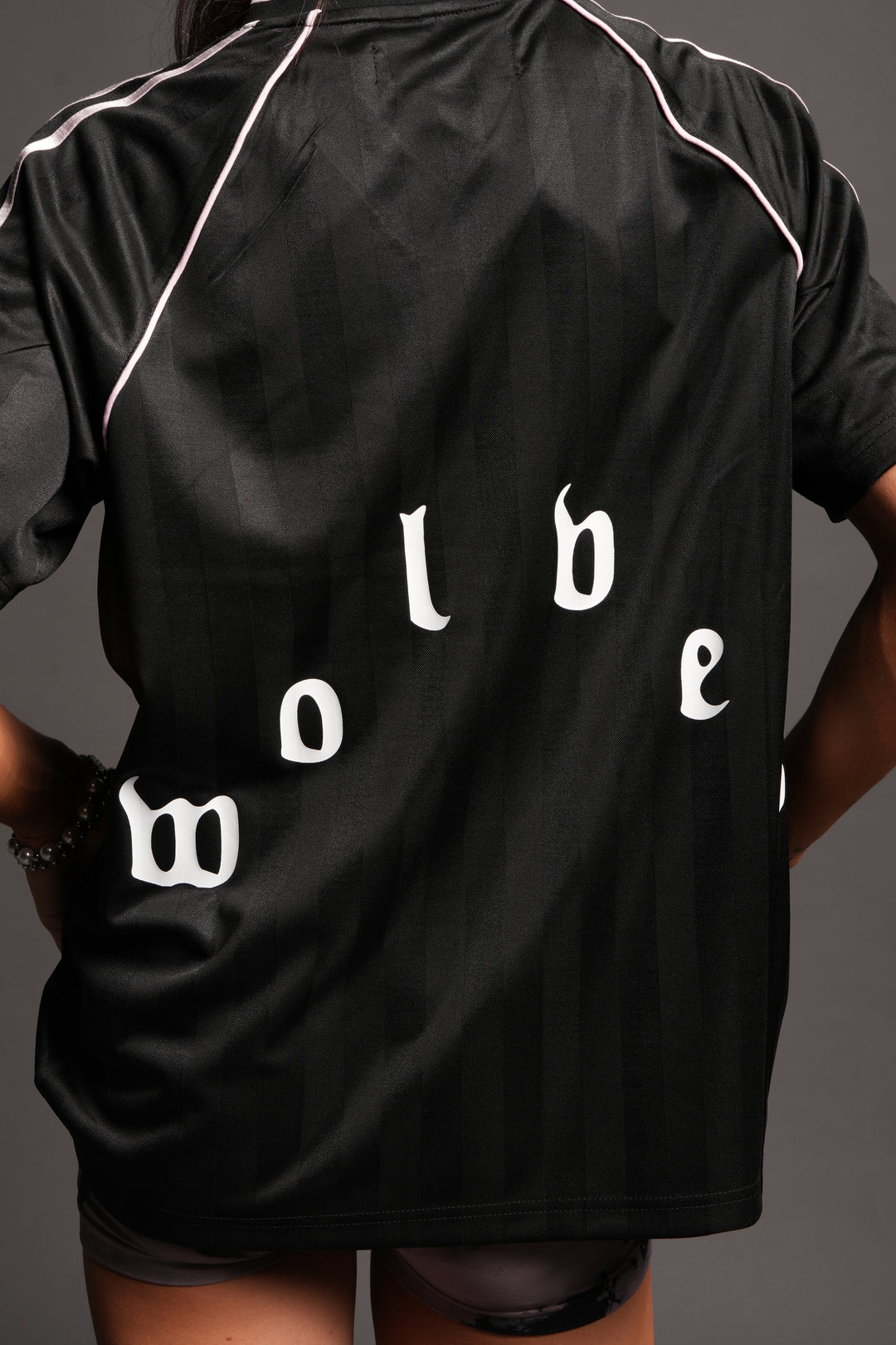 Sakura Forever She Oversized Soccer Jersey in Black