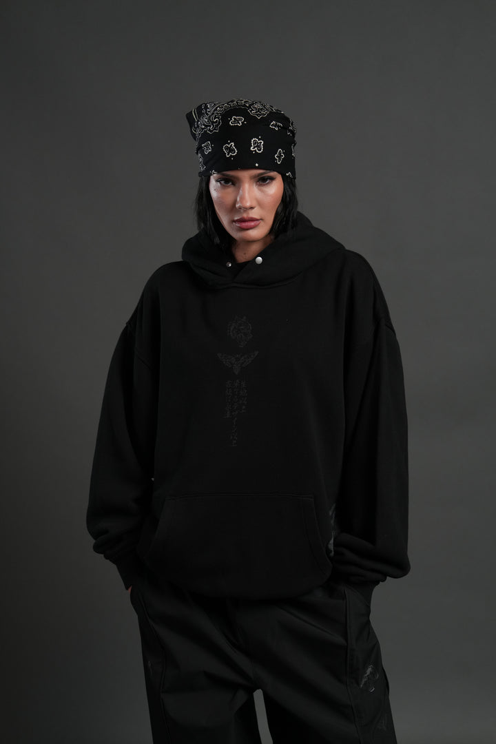 Akaza "Side-By-Side" Pierce Hoodie in Black