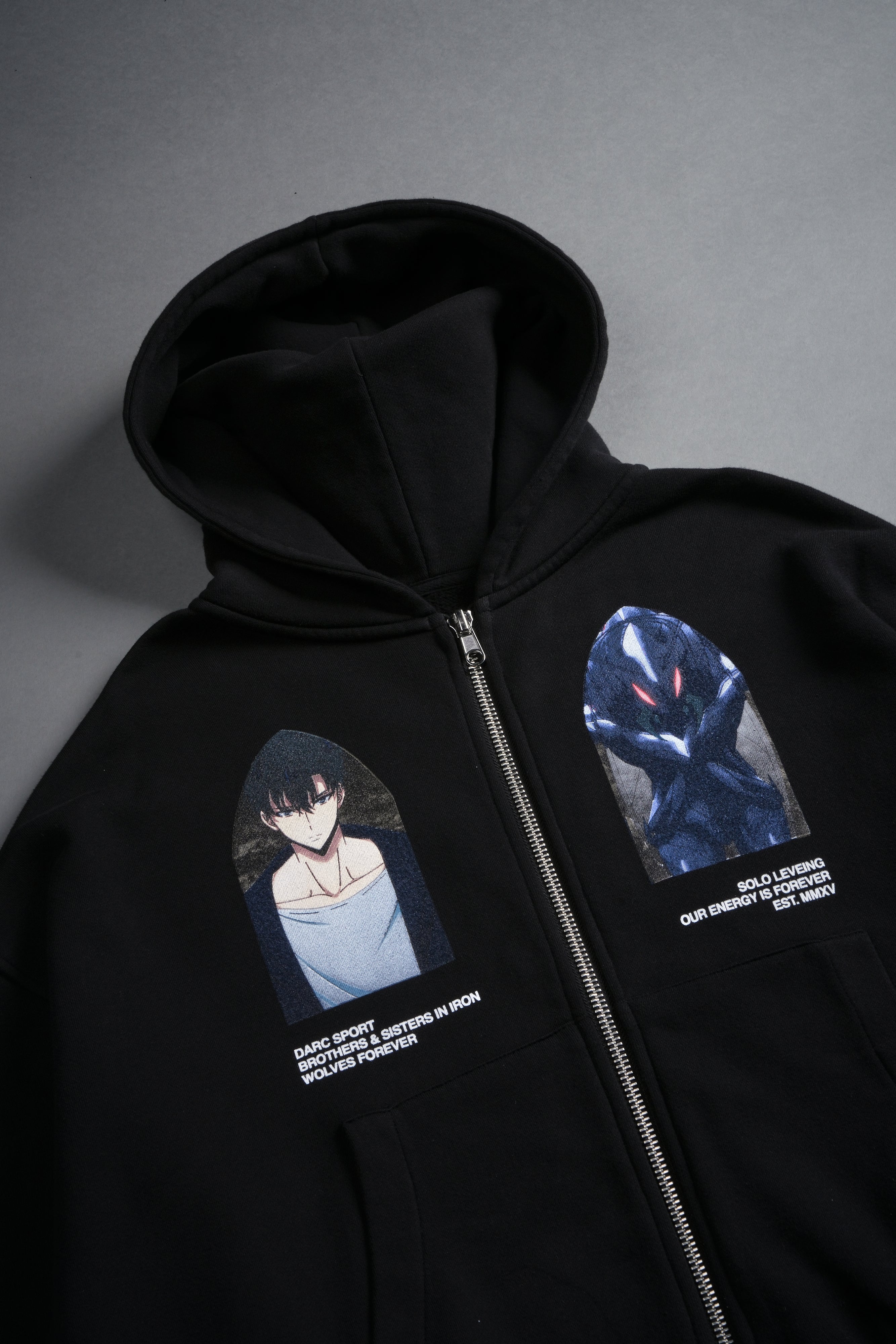 Arise Vex Double Zip Hoodie in Black