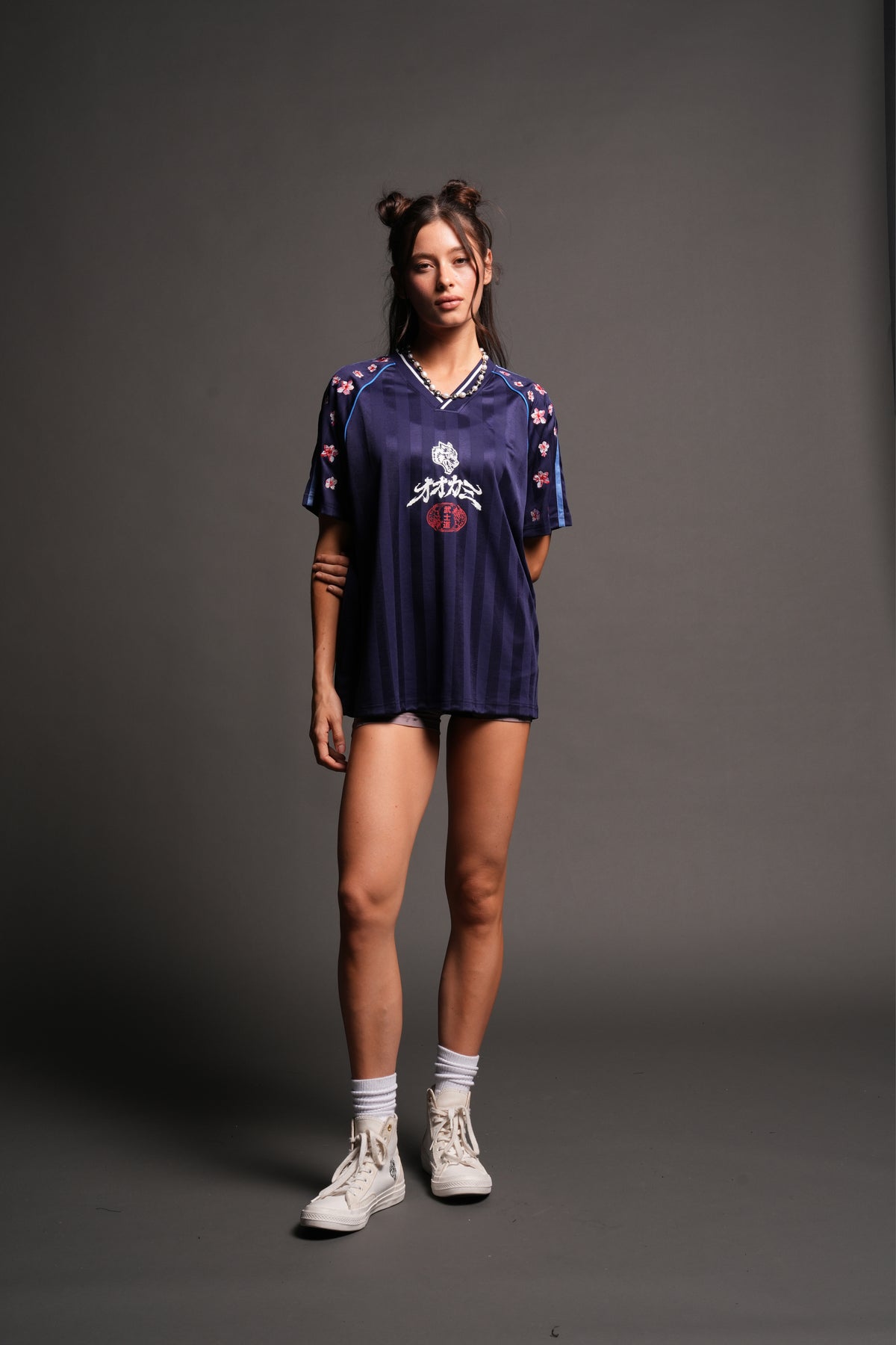 Sakura Forever She Oversized Soccer Jersey in Royal Navy