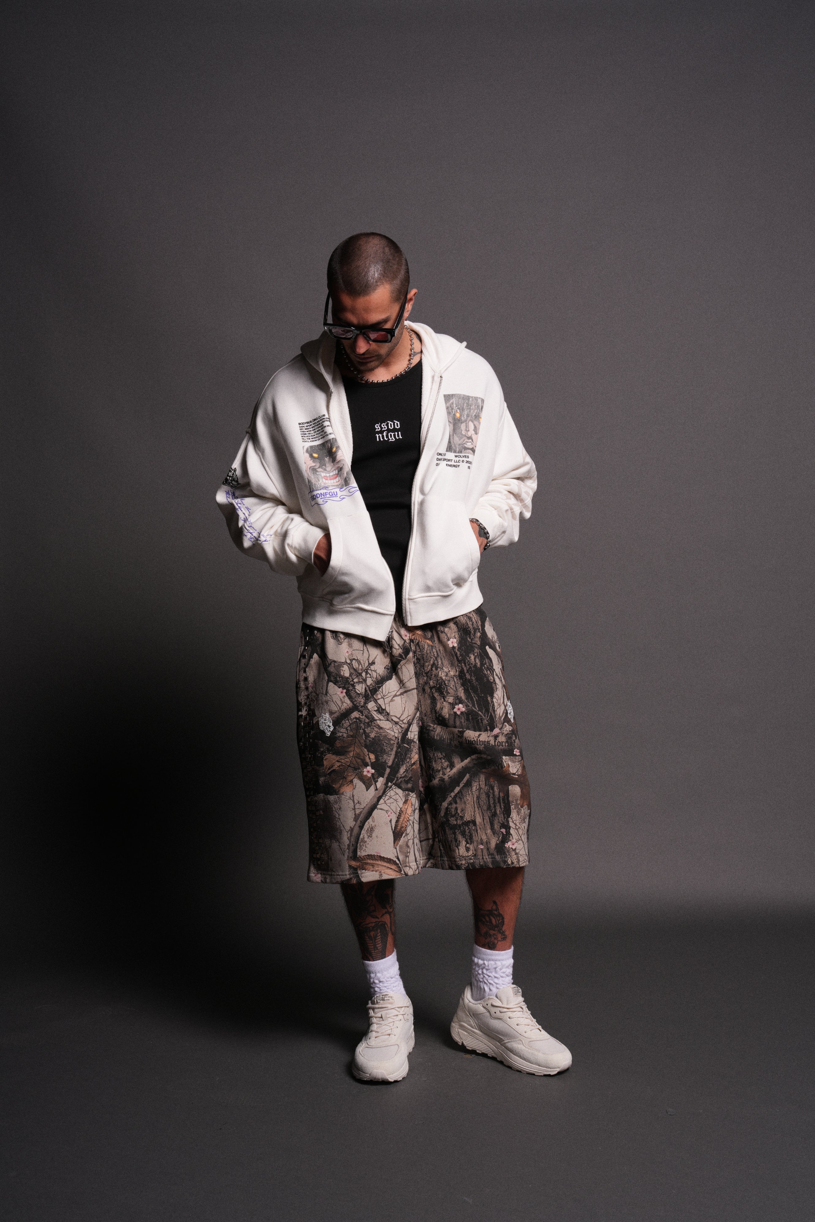 Hanma Legacy Darco Double Zip Hoodie in Cream