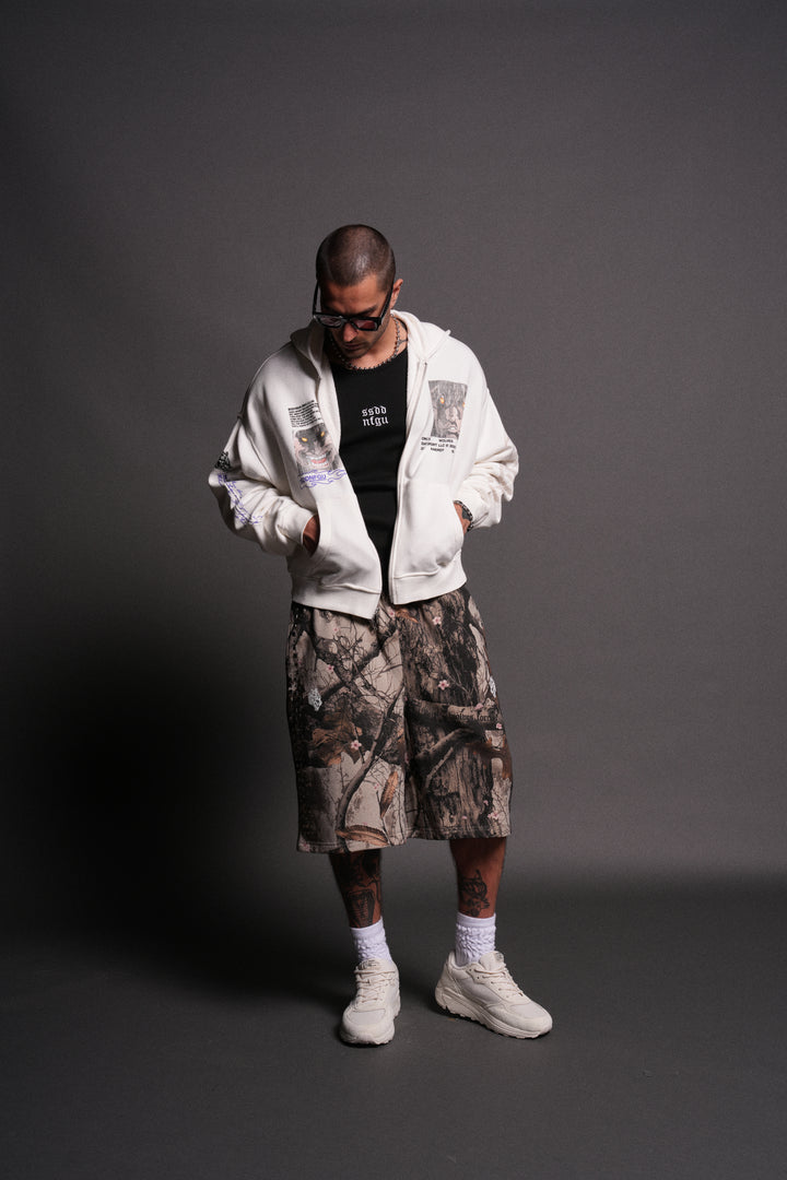 Hanma Legacy Darco Double Zip Hoodie in Cream