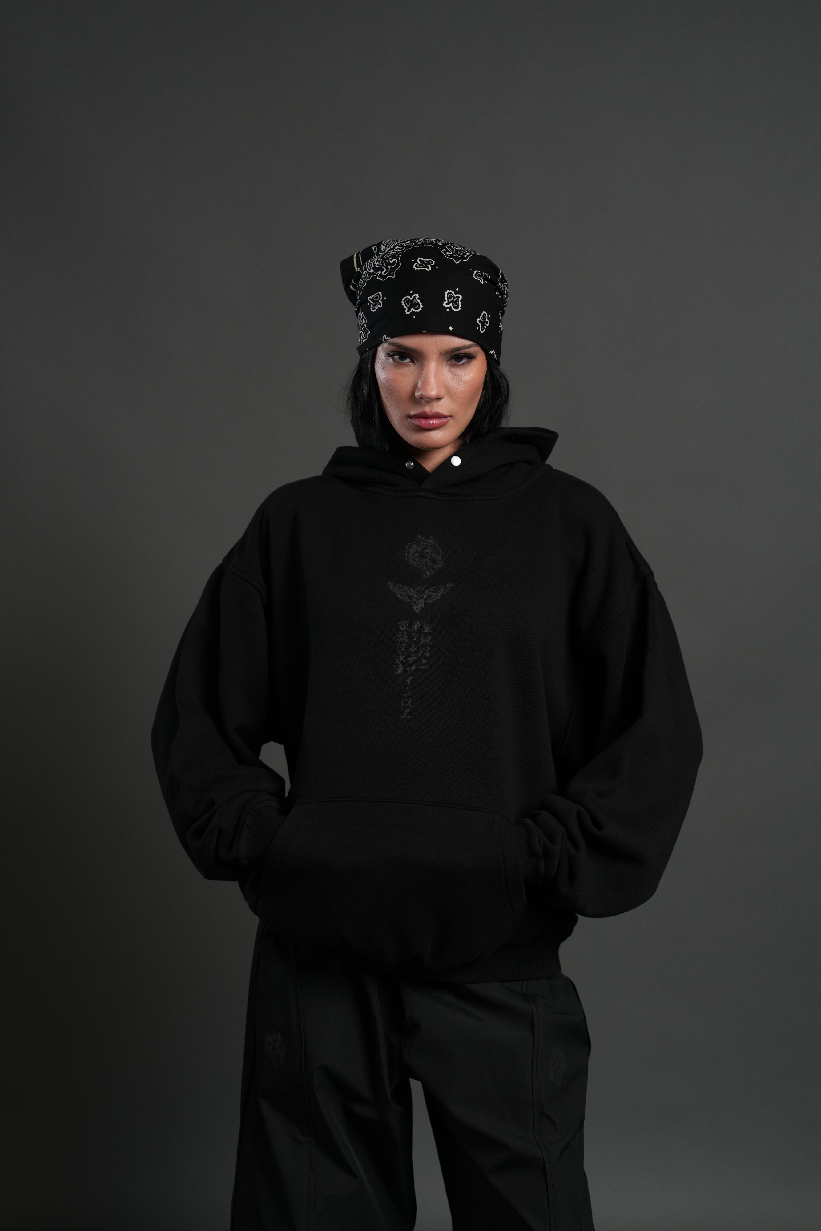 Kokushibo "Side-By-Side" Pierce Hoodie in Black