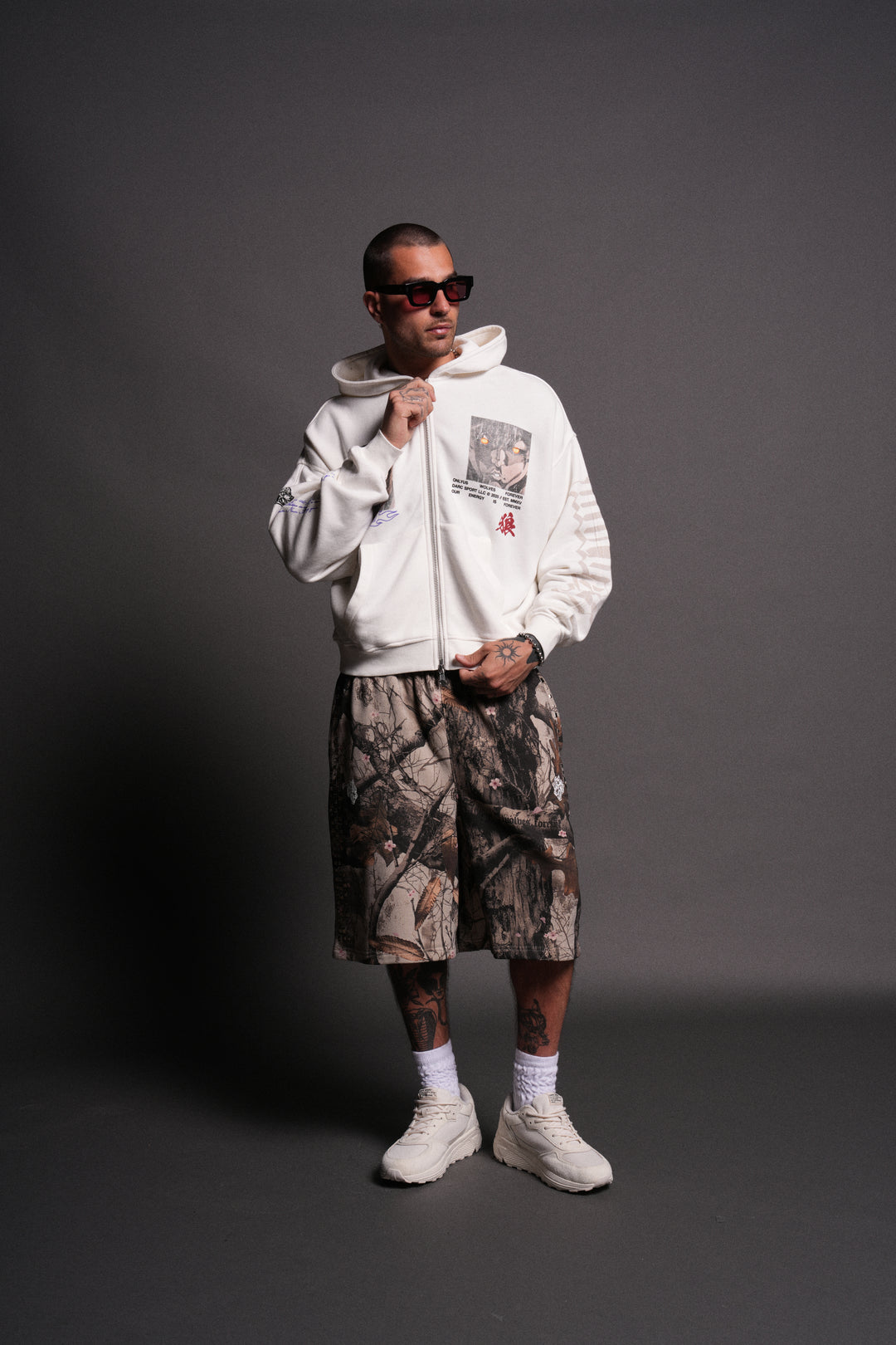 Hanma Legacy Darco Double Zip Hoodie in Cream