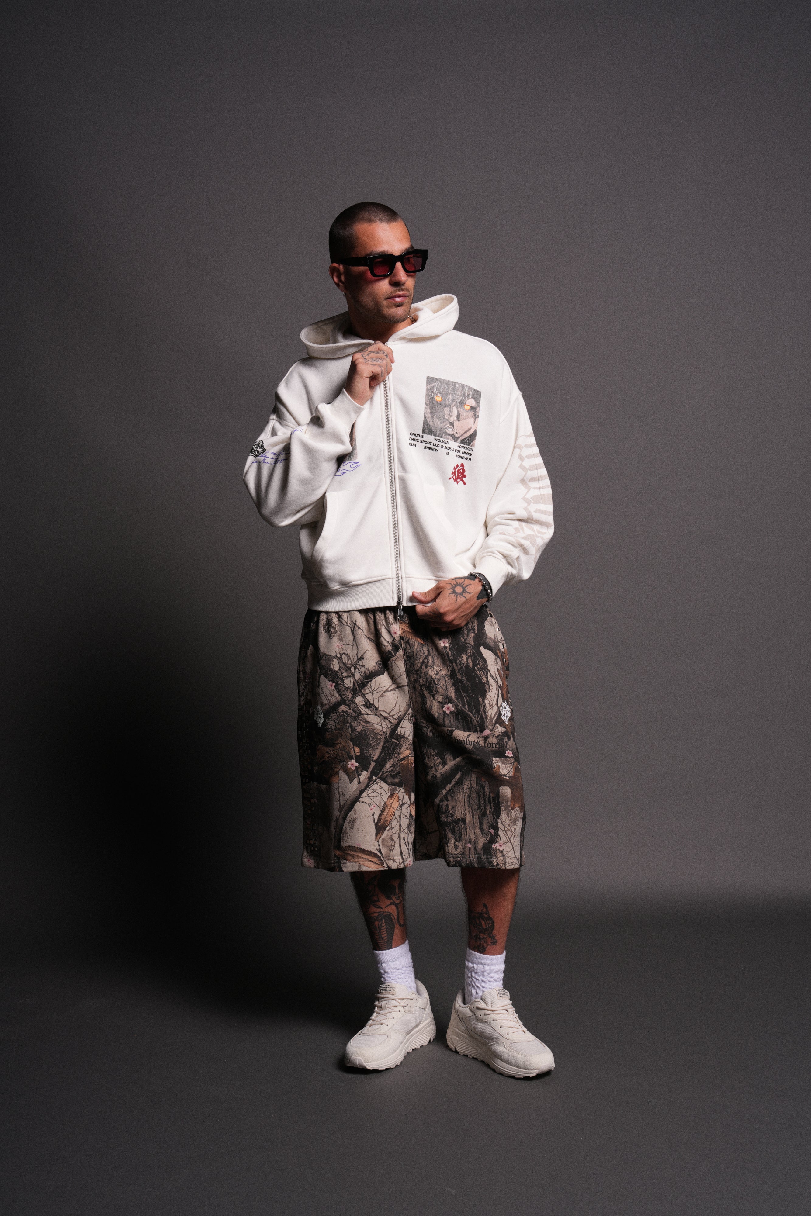 Hanma Legacy Darco Double Zip Hoodie in Cream