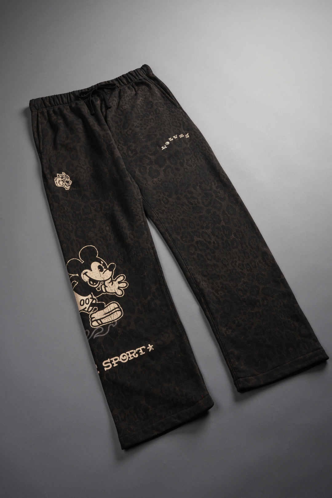 Mickey Mouse Pyramid Bigelow Sweat Pants in Darc Brown Leopard