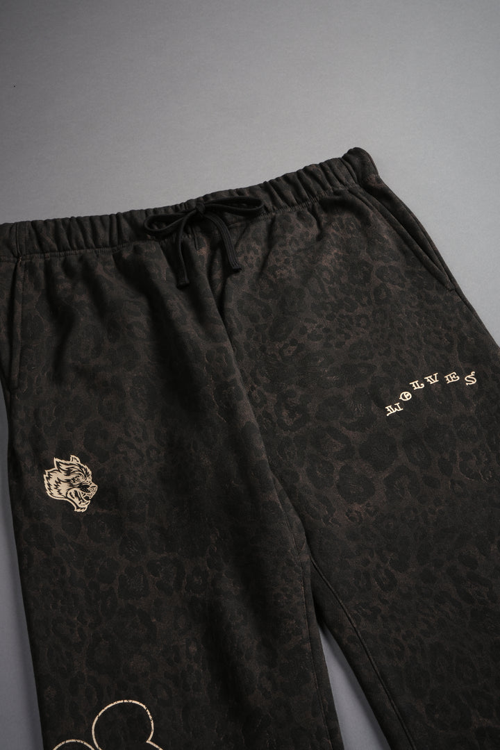 Mickey Mouse Pyramid Bigelow Sweat Pants in Darc Brown Leopard