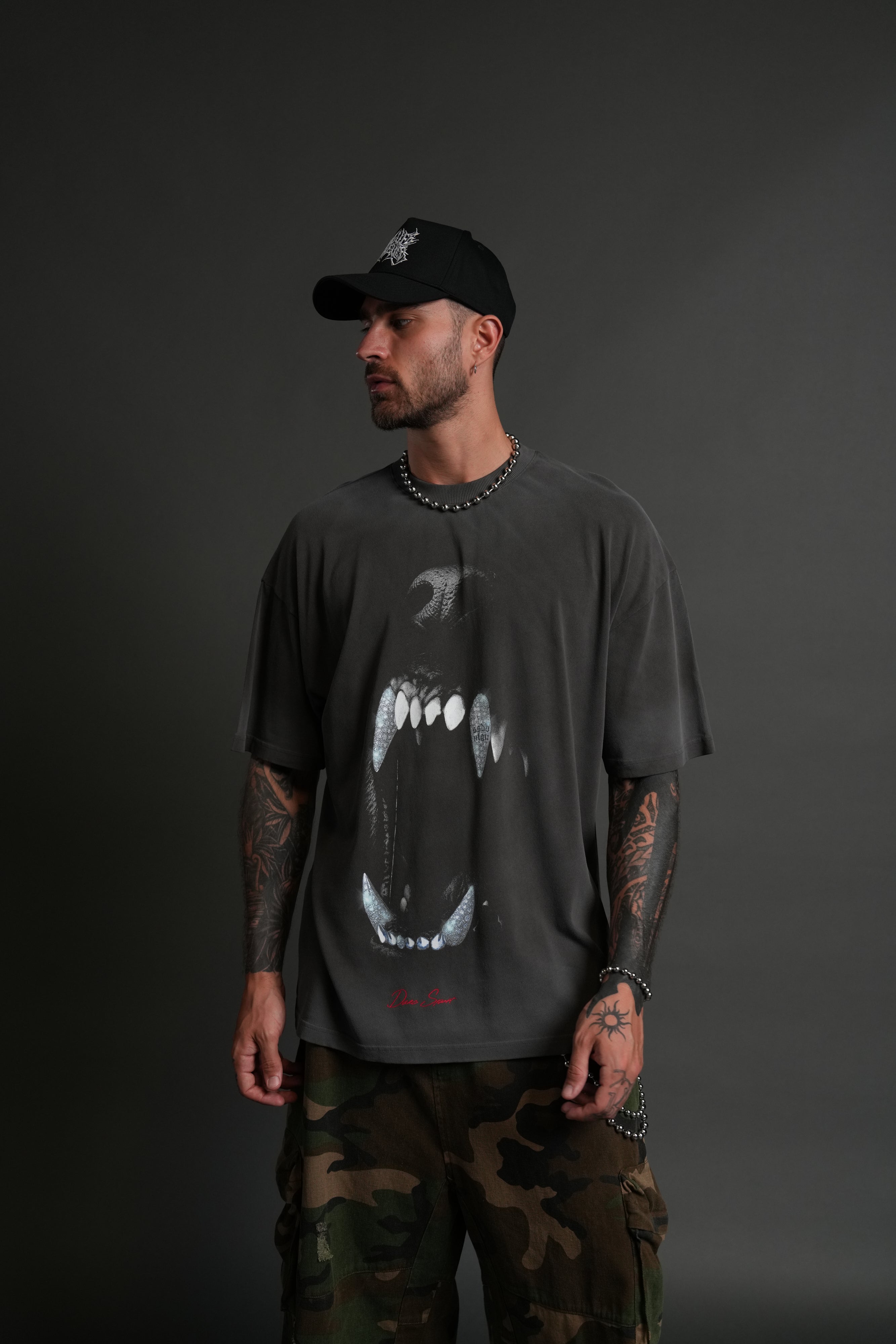 Blood Thirsty Future "Premium" Oversized Tee in Wolf Gray Drift Wash