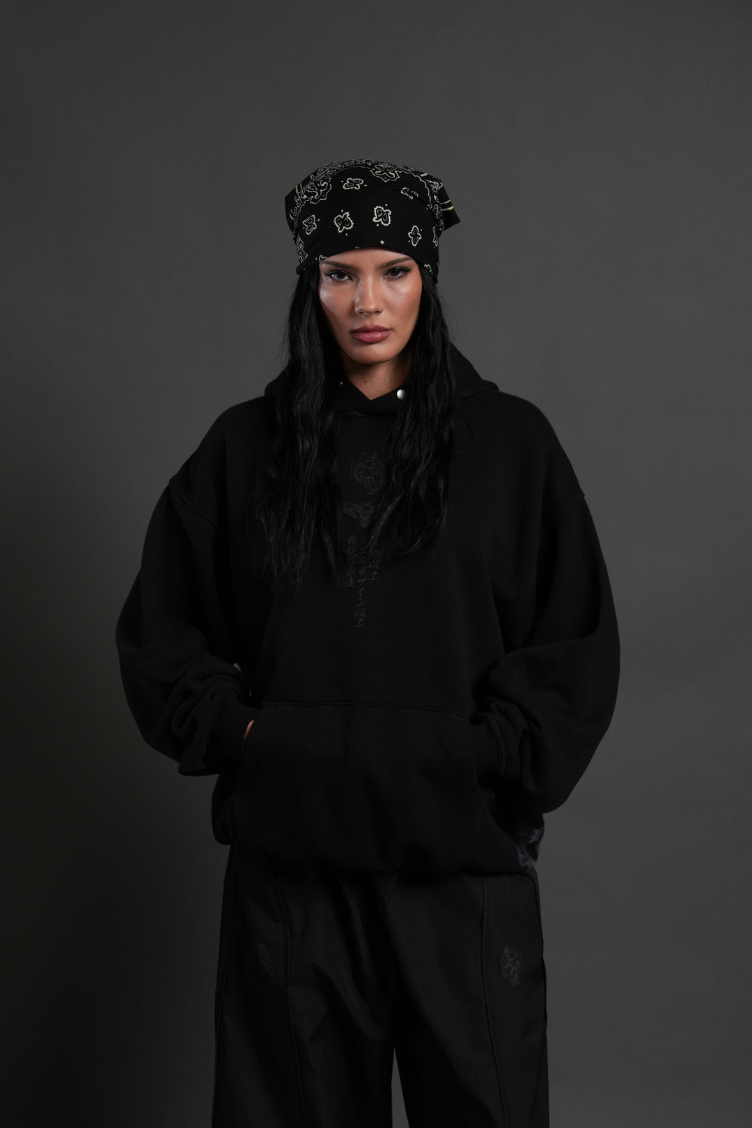 Muzan Kibutsuji "Side-By-Side" Pierce Hoodie in Black