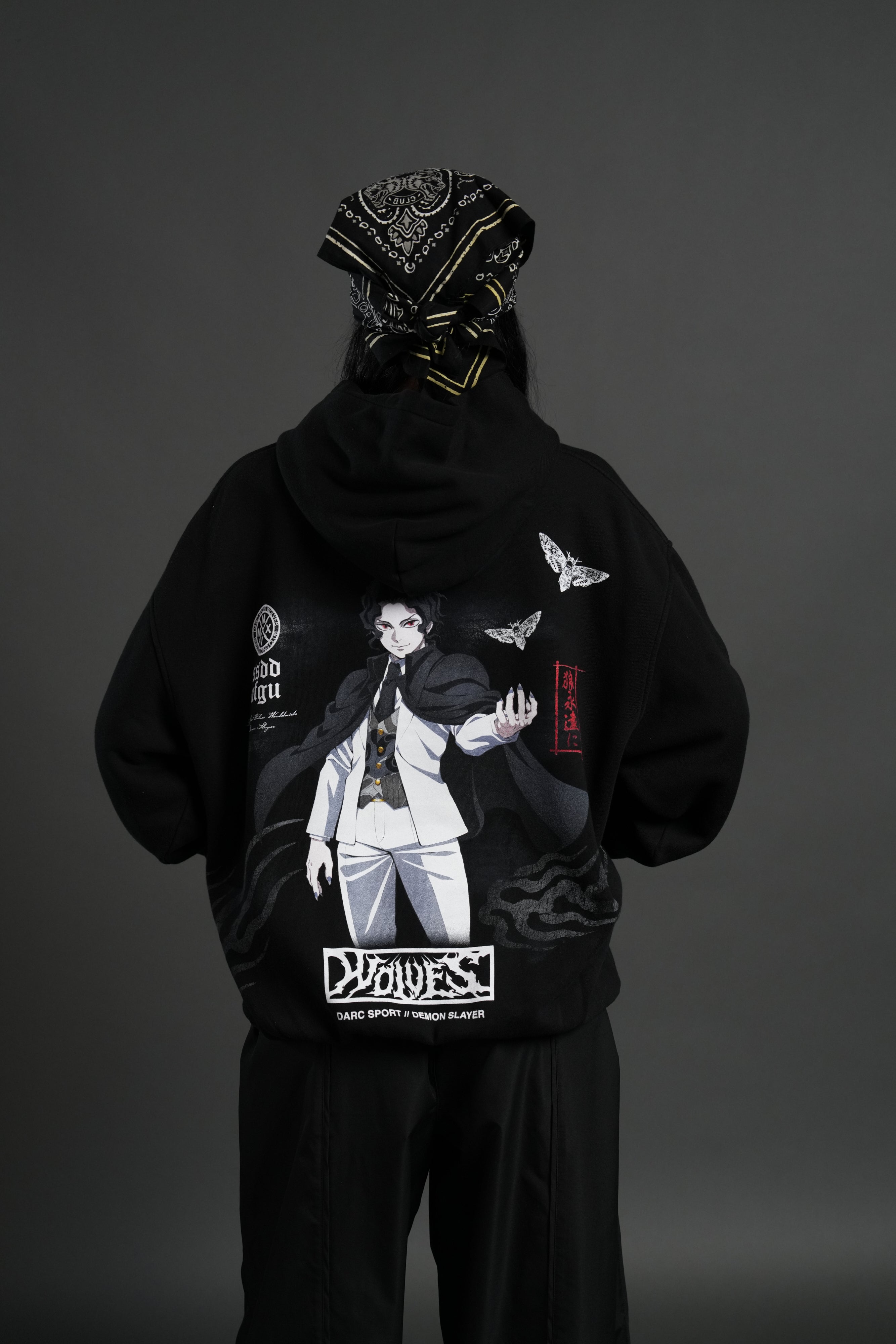 Muzan Kibutsuji "Side-By-Side" Pierce Hoodie in Black
