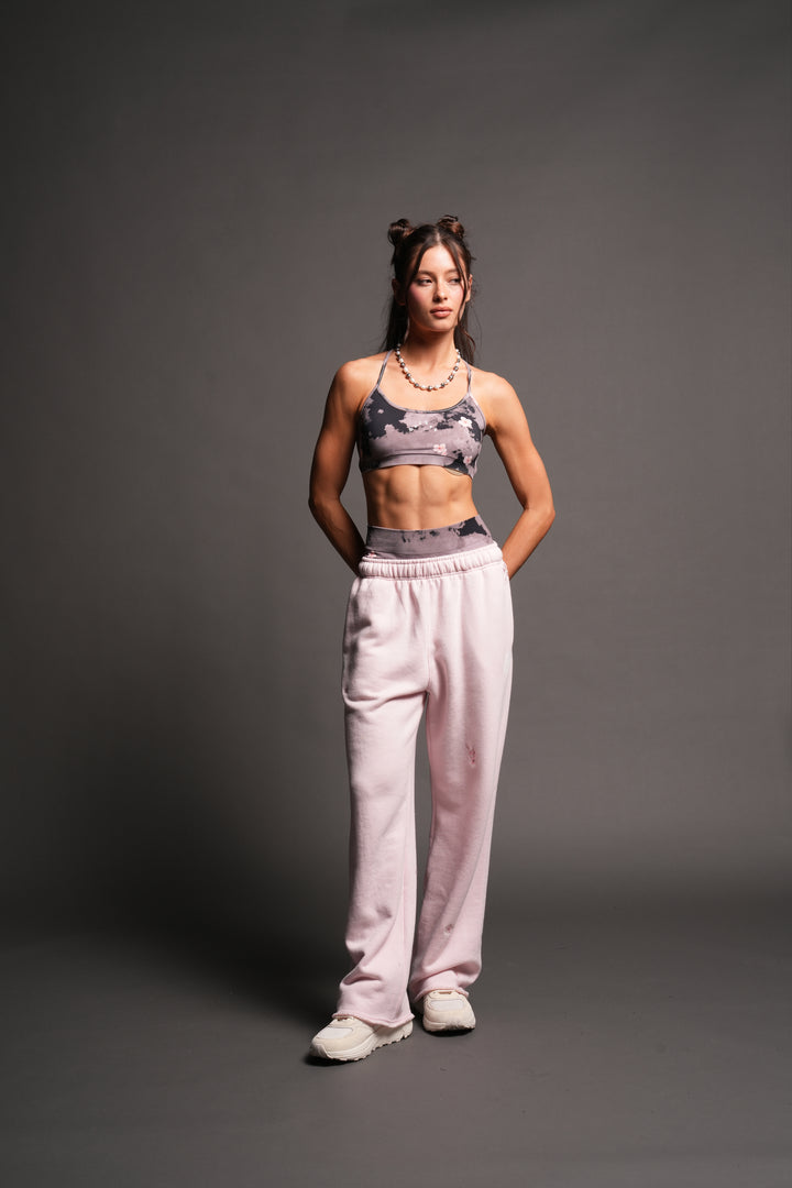 Dual Wolf Sakura Premium Big Cozy Sweats In Blush Pink