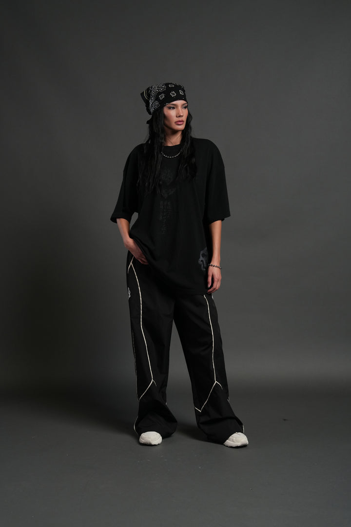 Muzan Kibutsuji "Side By Side" Series Premium Oversized Tee in Black